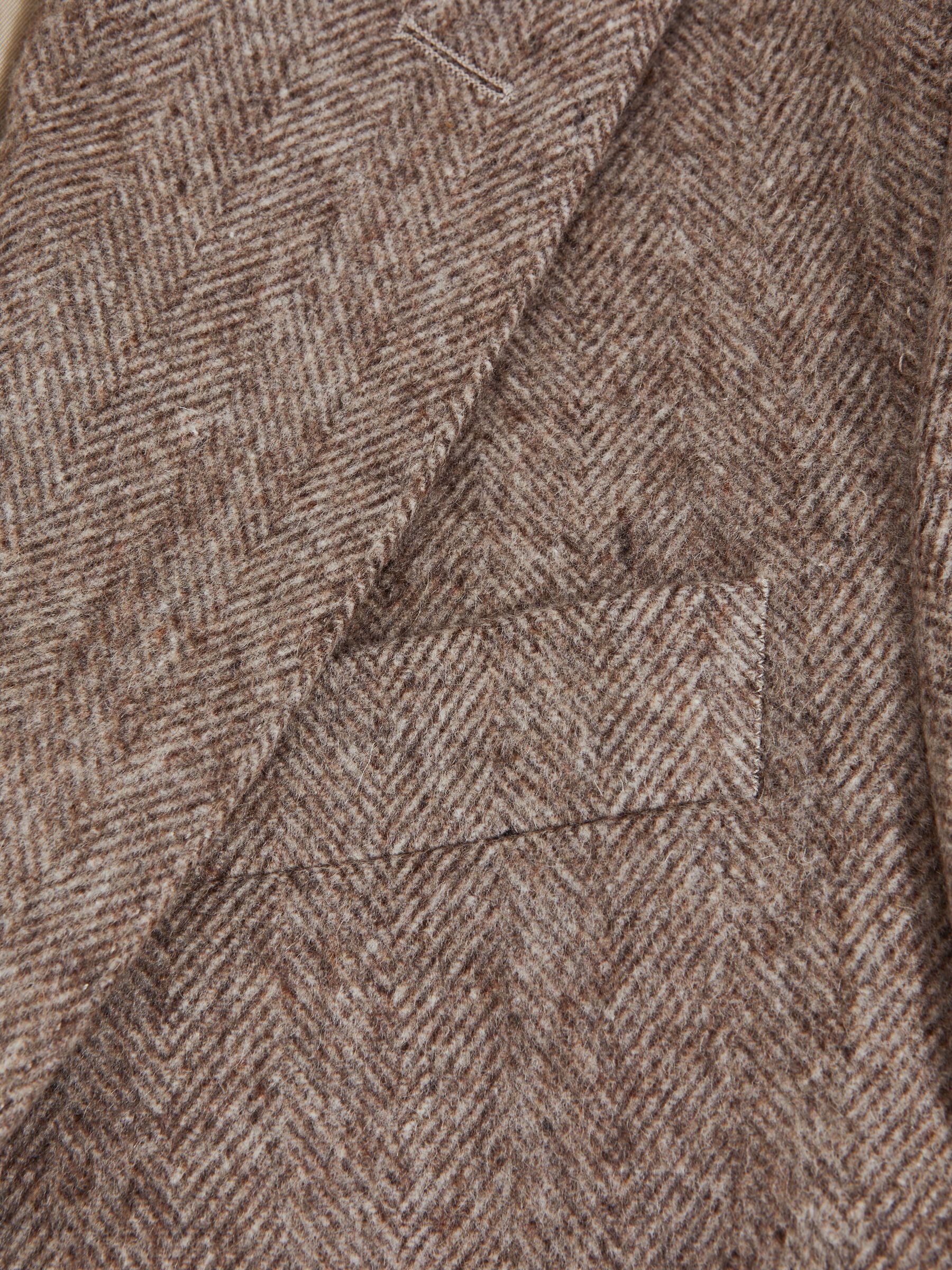 Oscar Jacobson Slim Fit Single Breasted Wool Blazer in Beige Pine - Image 5 of 7