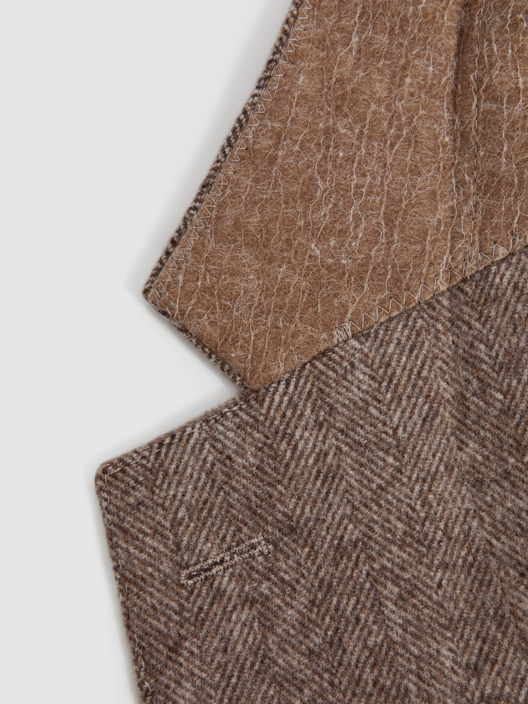 Oscar Jacobson Slim Fit Single Breasted Wool Blazer in Beige Pine - Image 7 of 7