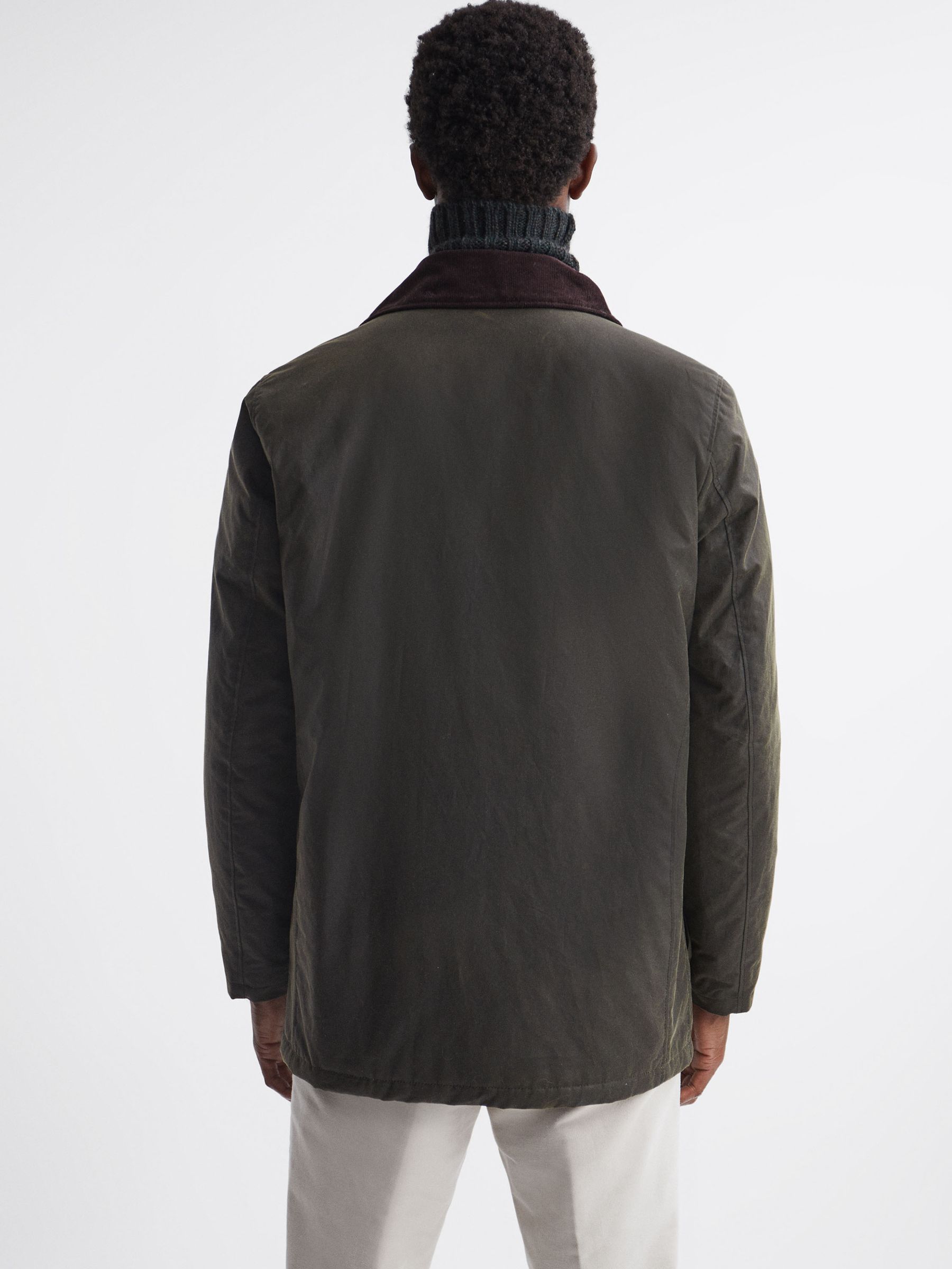 Oscar Jacobson Waxed Field Jacket in Green Cervo - Image 4 of 7