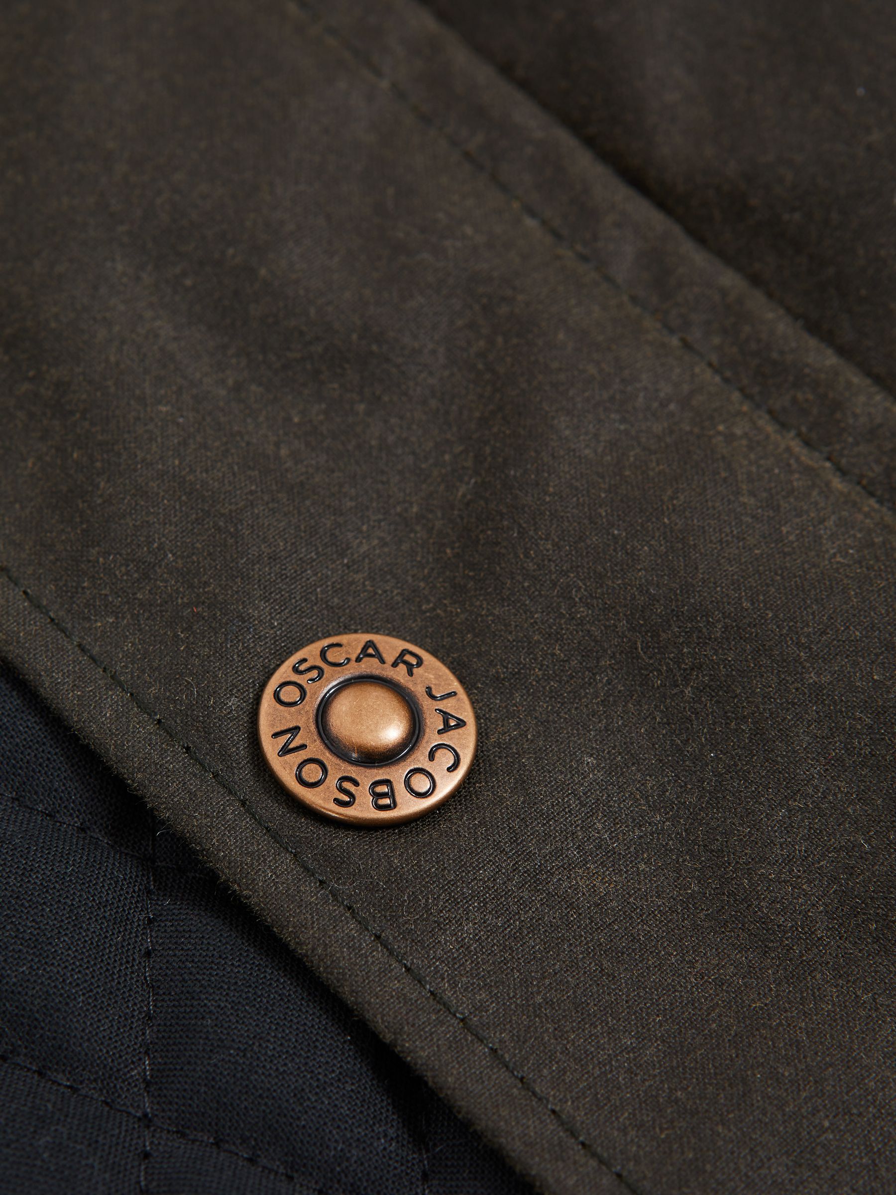 Oscar Jacobson Waxed Field Jacket in Green Cervo - Image 6 of 7