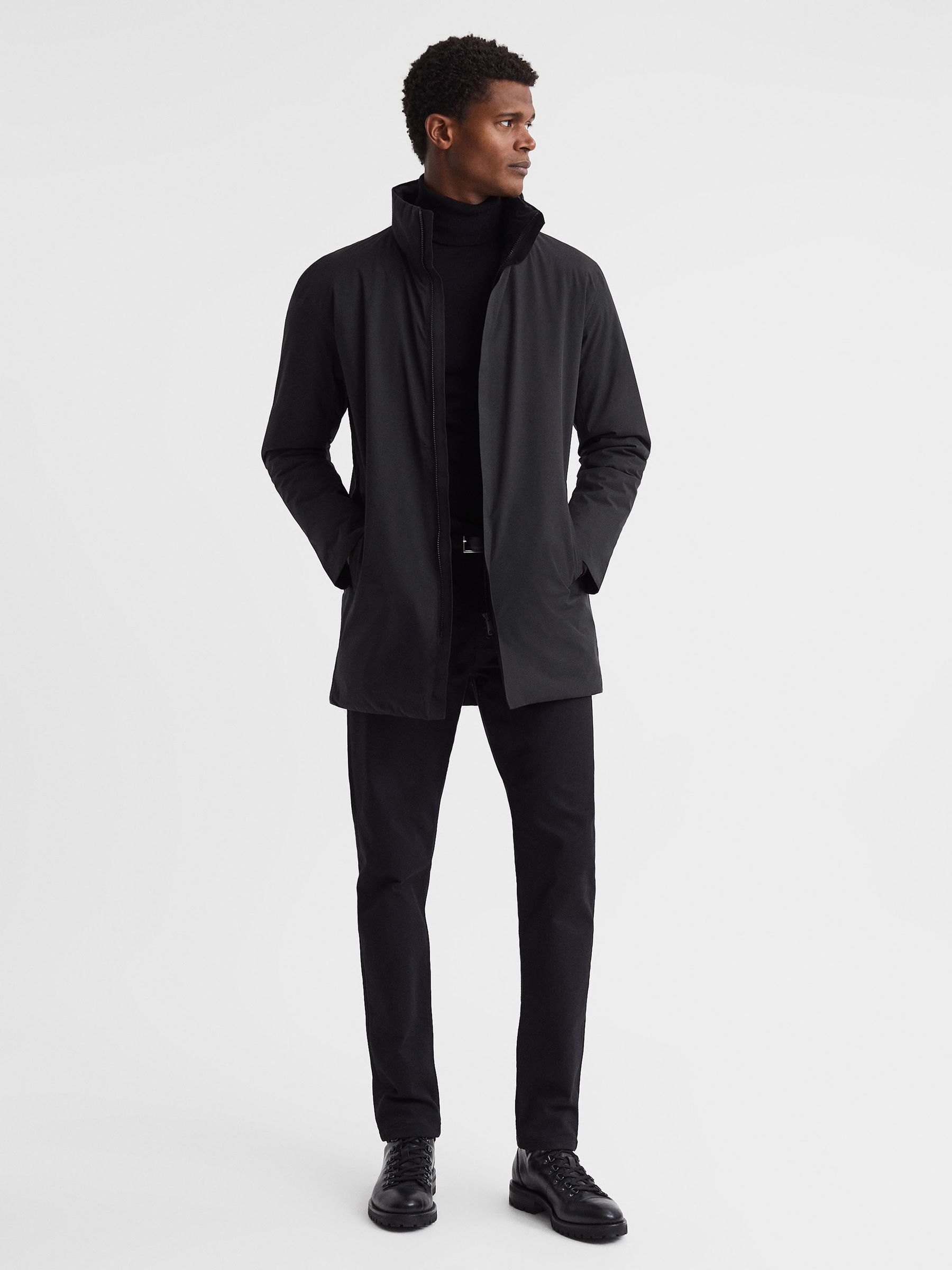 Scandinavian Edition Mid-Length Coat in Onyx Black - Image 3 of 6