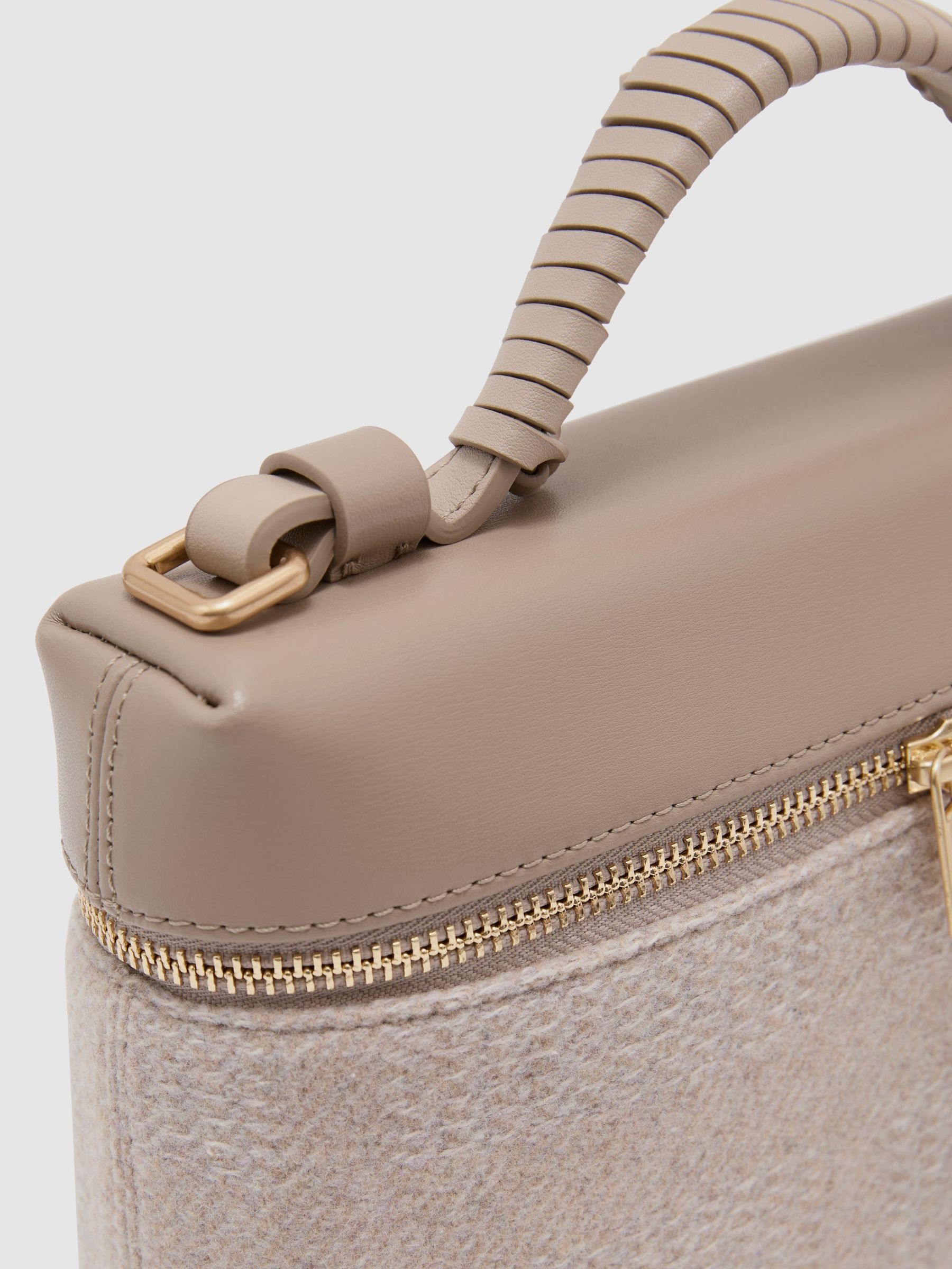 Leather and Woven Vanity Crossbody Bag in Neutral - Image 6 of 7