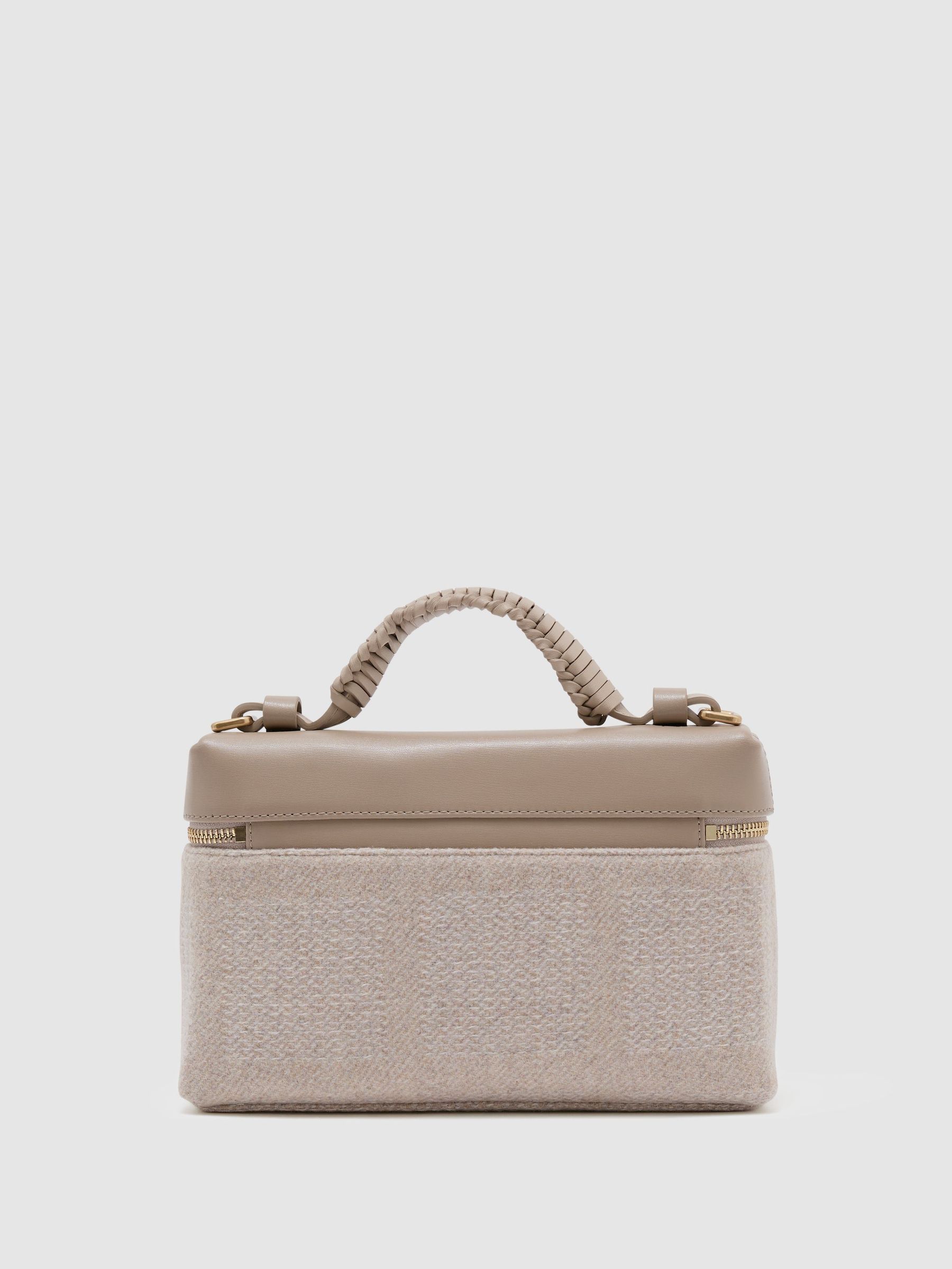 Leather and Woven Vanity Crossbody Bag in Neutral - Image 7 of 7