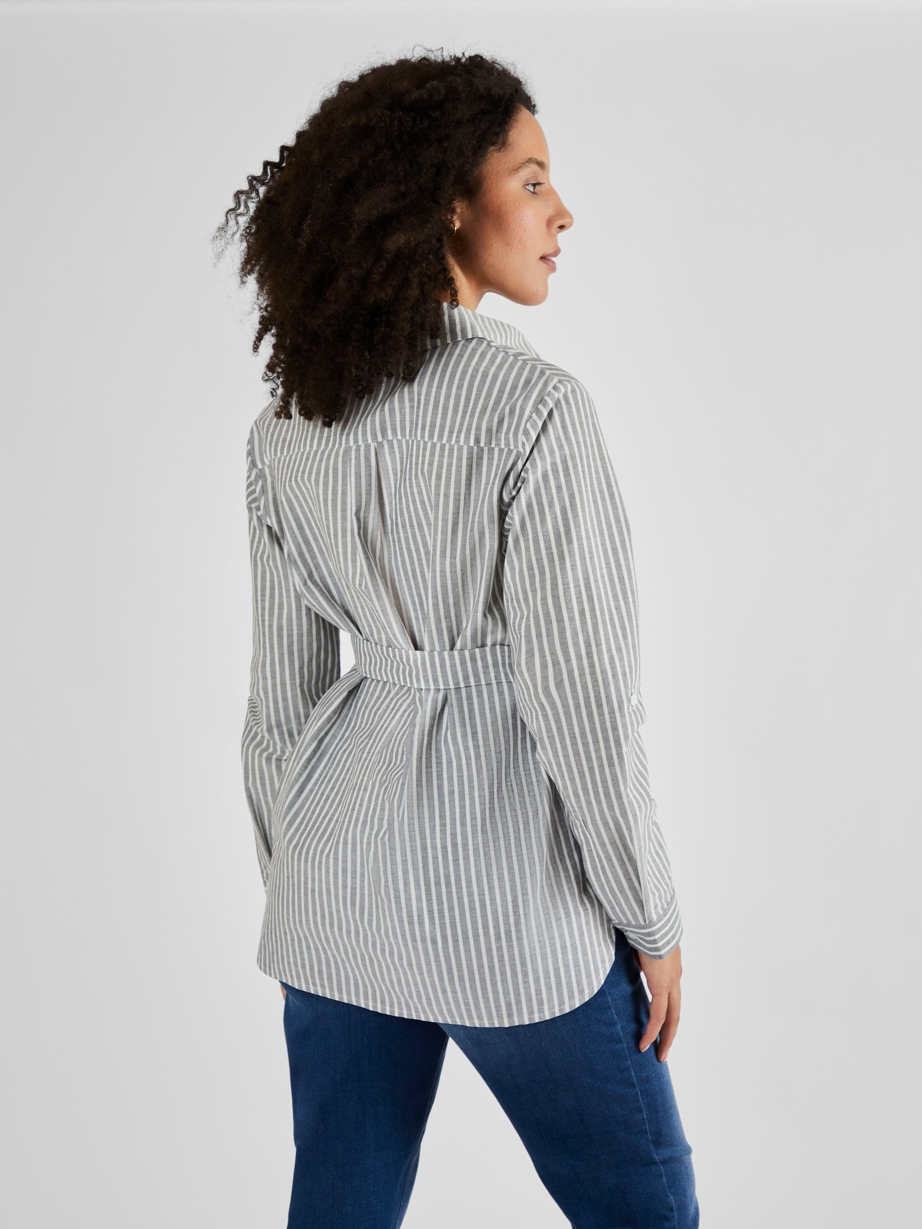 Black Cream Stripe Stripe Maternity Shirt - Image 2 of 5