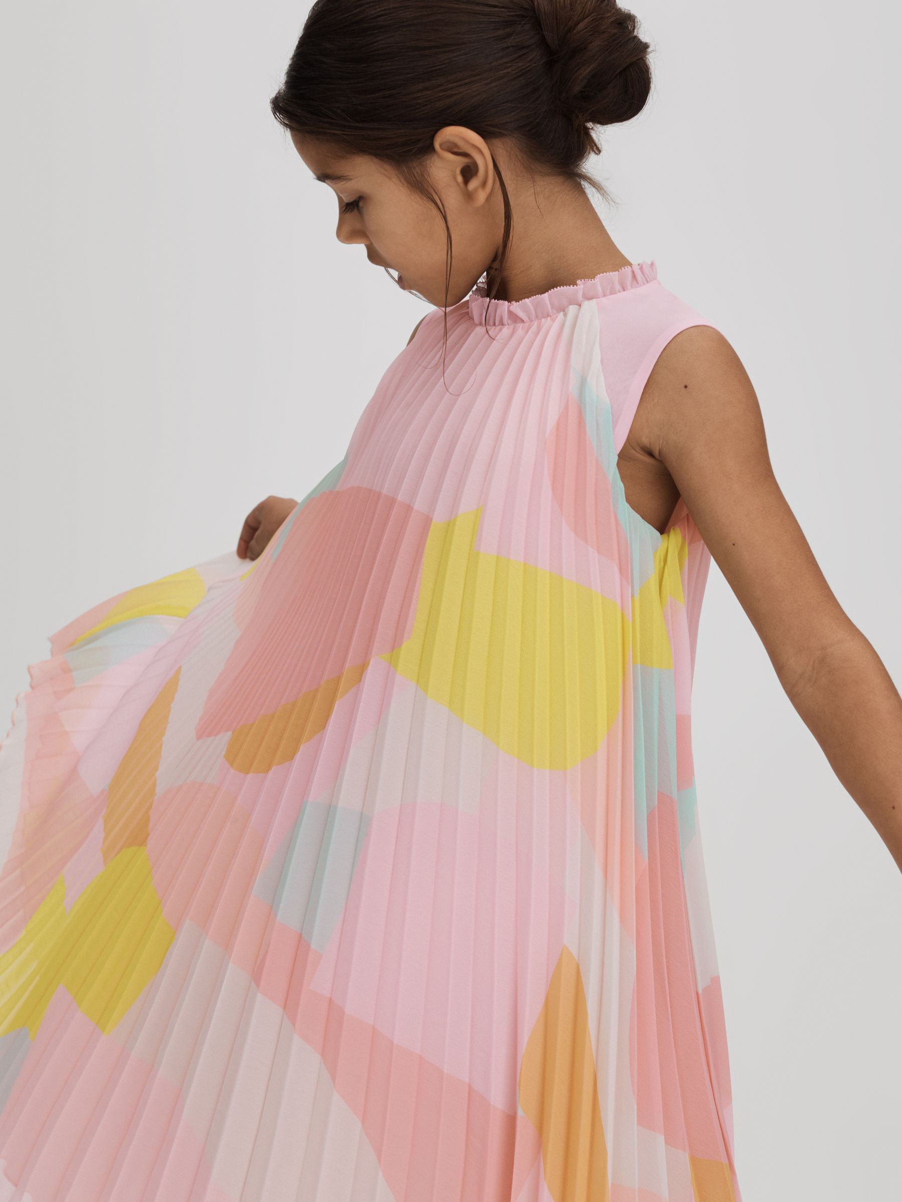 13-14 yrs Pleated Ruffle Dress in Multi - Image 1 of 7