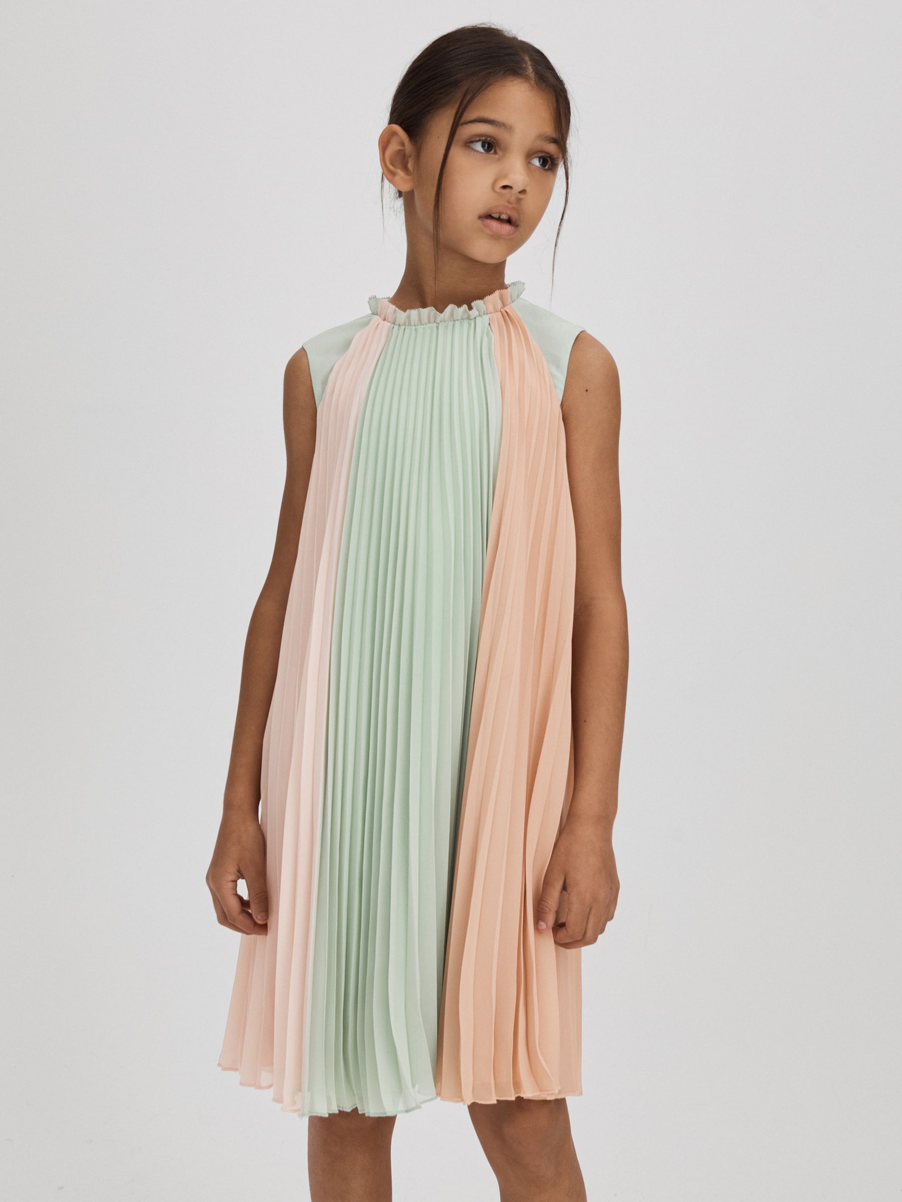 13-14 yrs Pleated Ruffle Dress in Pink - Image 3 of 6
