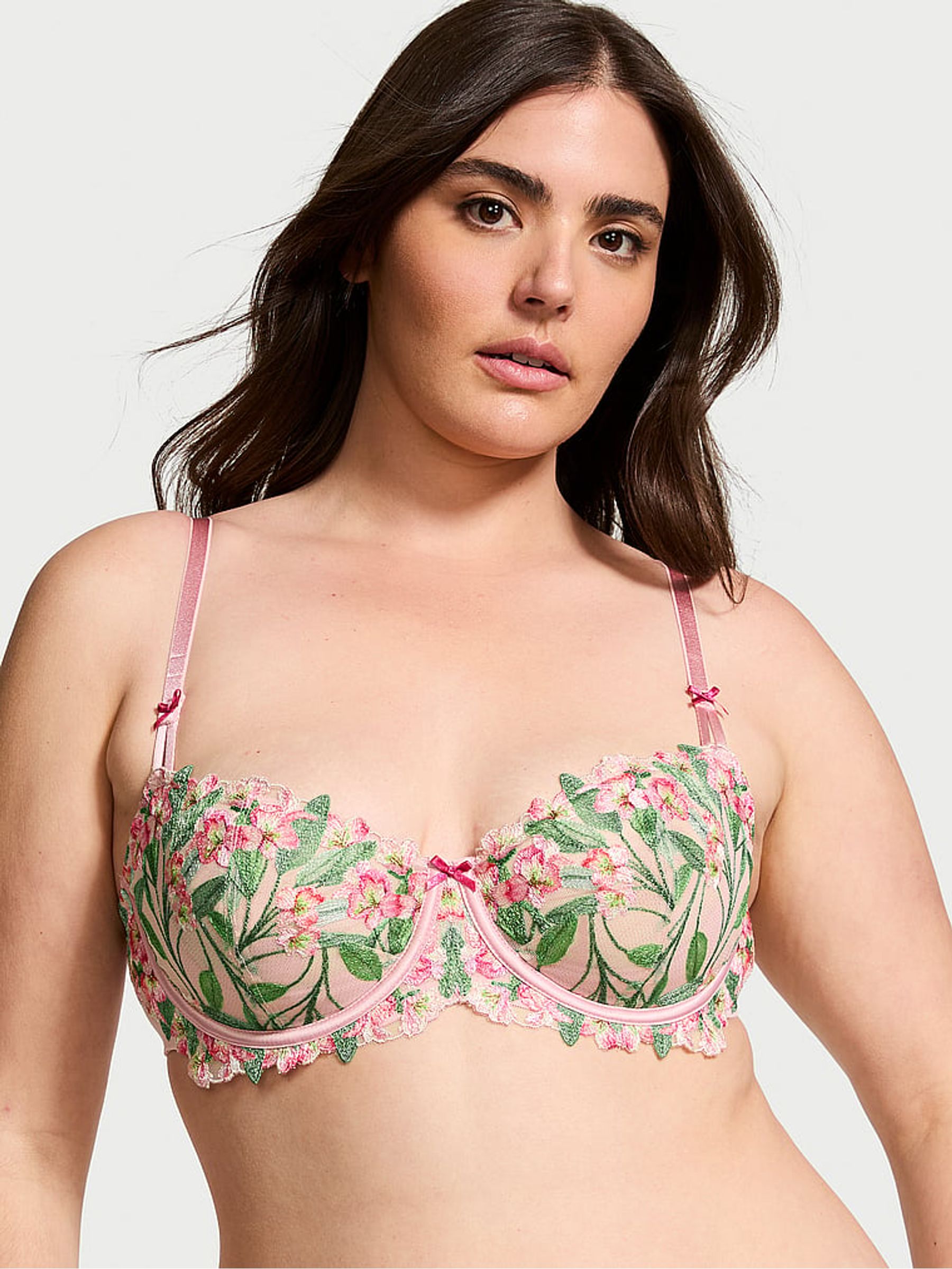 Pink Unlined Balcony Lily Embroidery Bra - Image 1 of 3