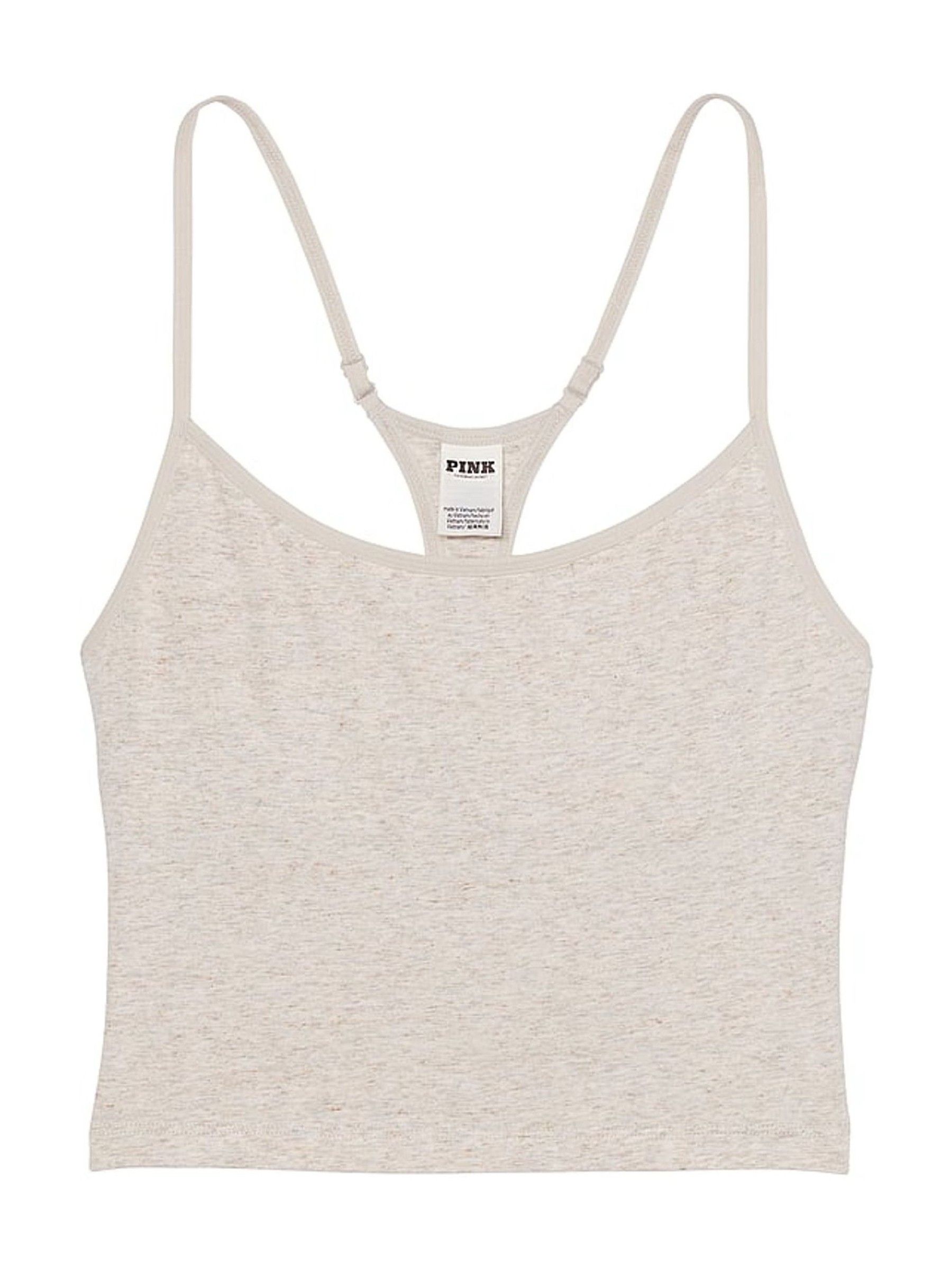 Heather Oatmeal Beige Cotton Jersey Tank Top - Image 3 of 3