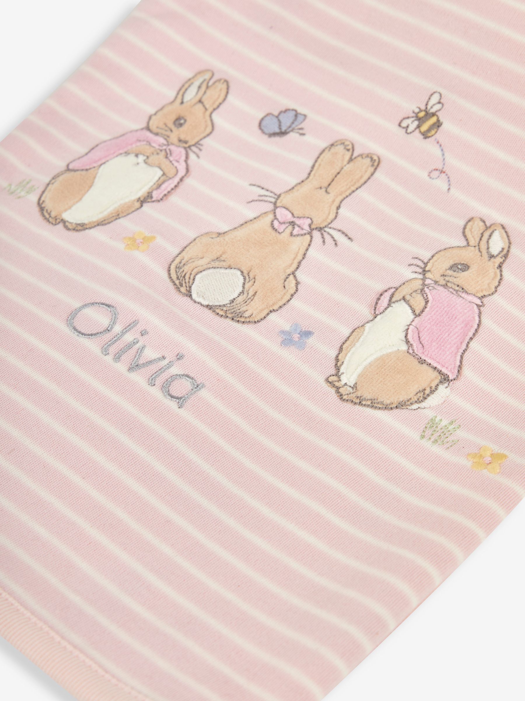 Personalised Flopsy Bunny Print Reversible Jersey Shawl - Image 3 of 5