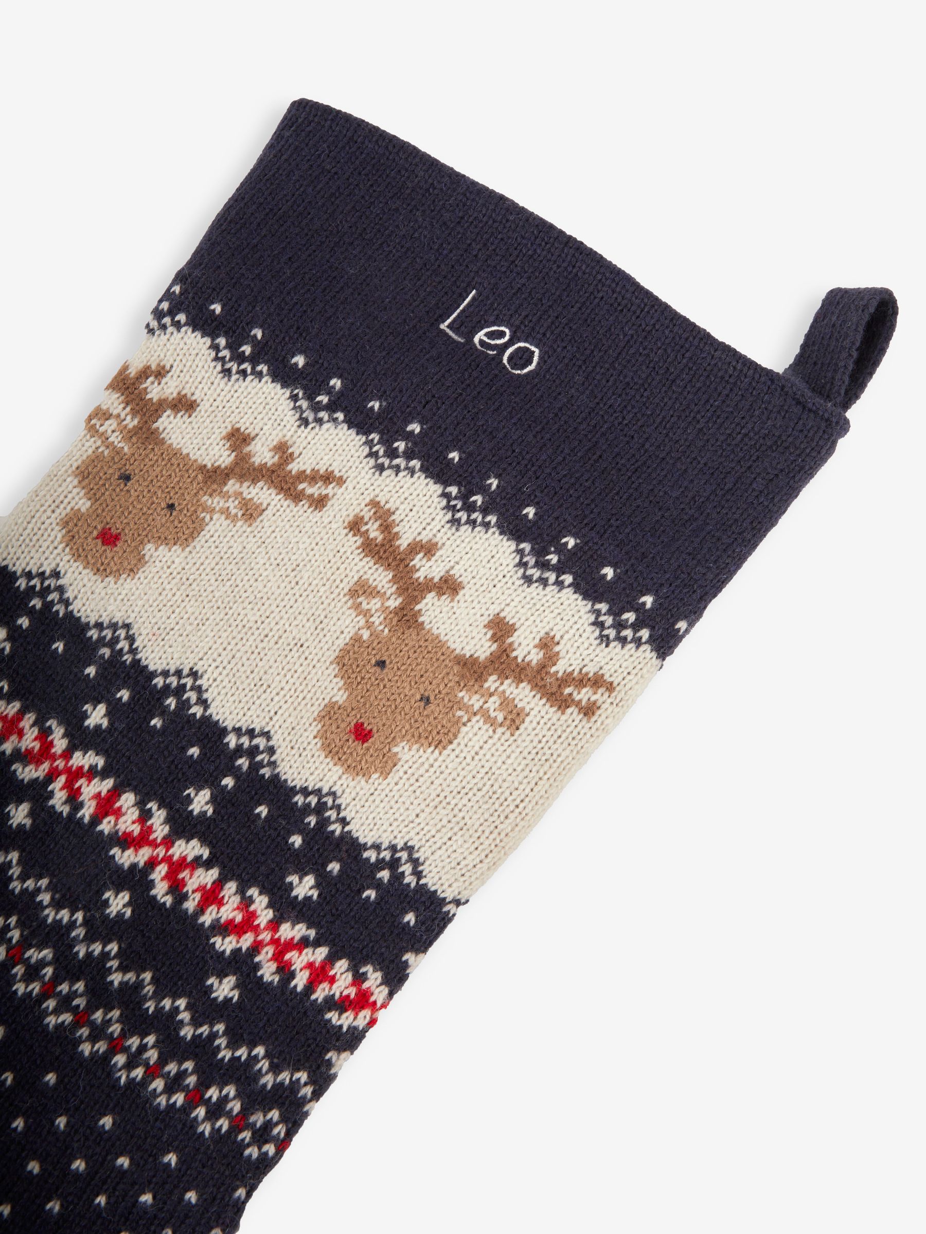 Navy Personalised Blue Reindeer Knitted Stocking - Image 3 of 4