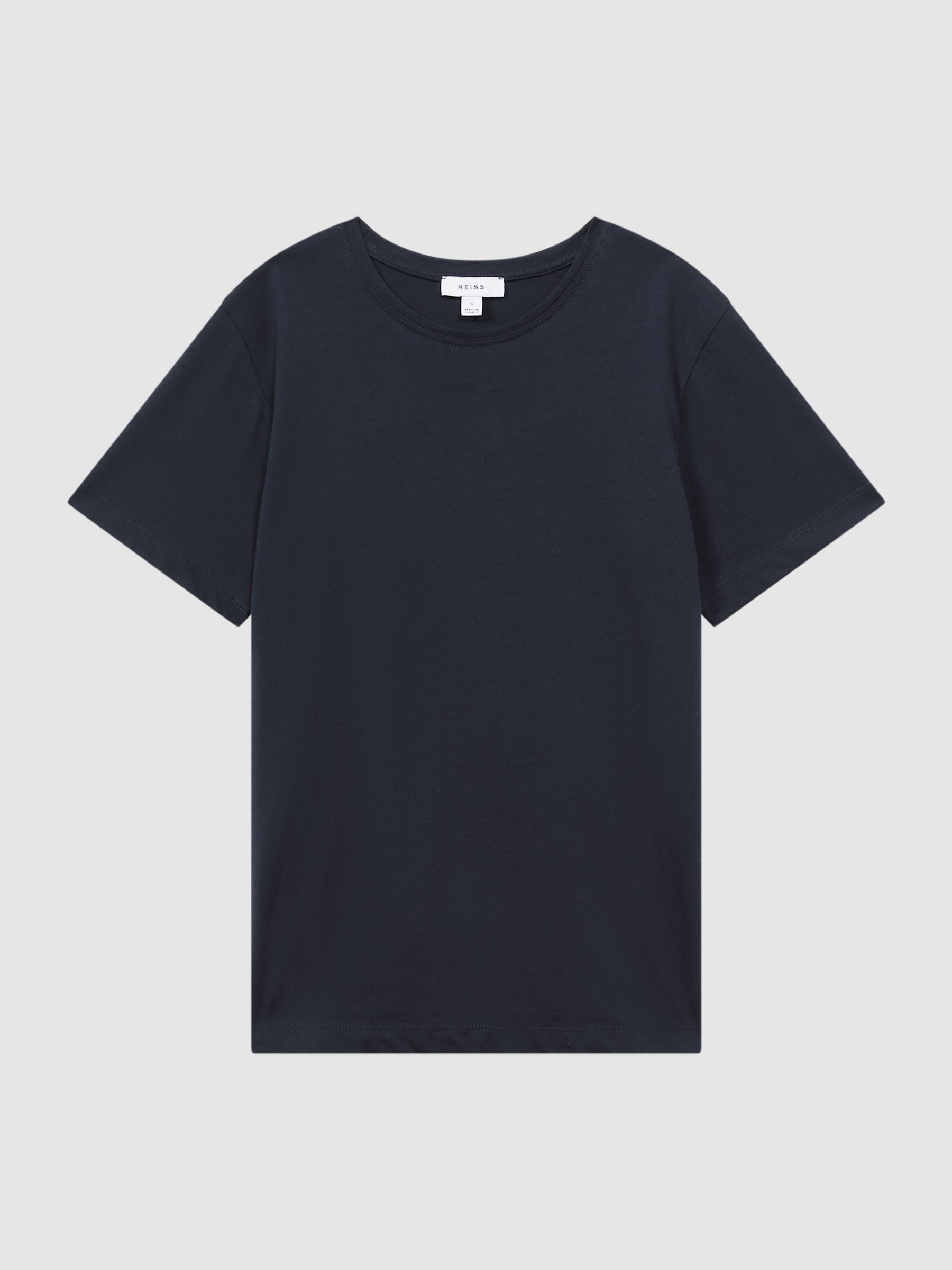 Cotton Crew Neck T-Shirt in Navy - Image 2 of 5 Cotton Crew Neck T-Shirt in Navy - Image 2 of 5