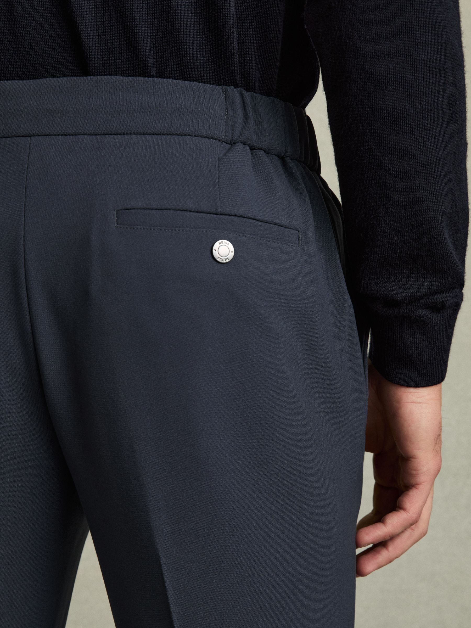 Slim-Fit Drawstring Trousers in Airforce Blue - Image 4 of 5