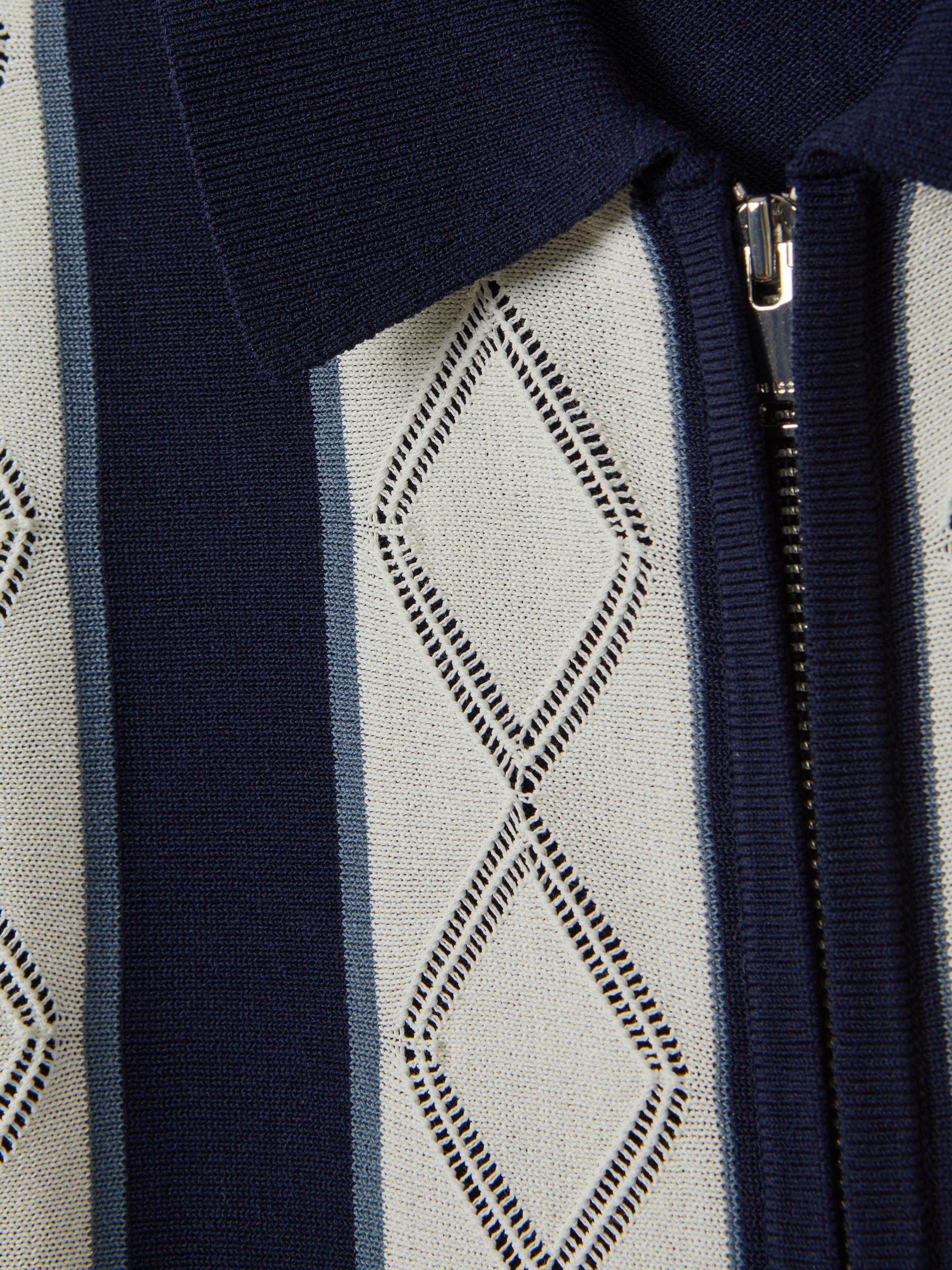 Colourblock Zip-Through T-Shirt in Navy/White - Image 7 of 7