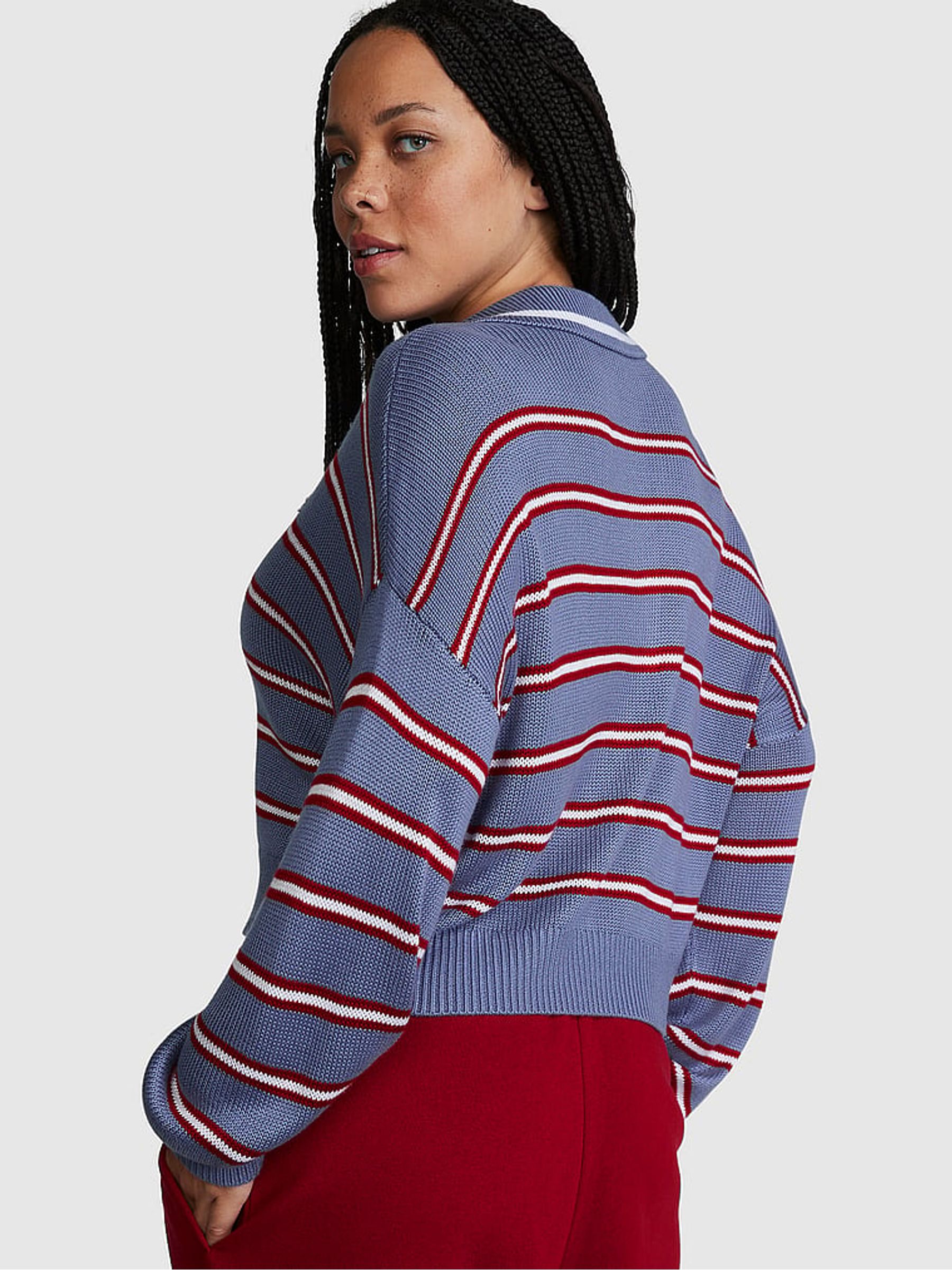 Dusty Iris Blue V-Neck Jumper - Image 2 of 4