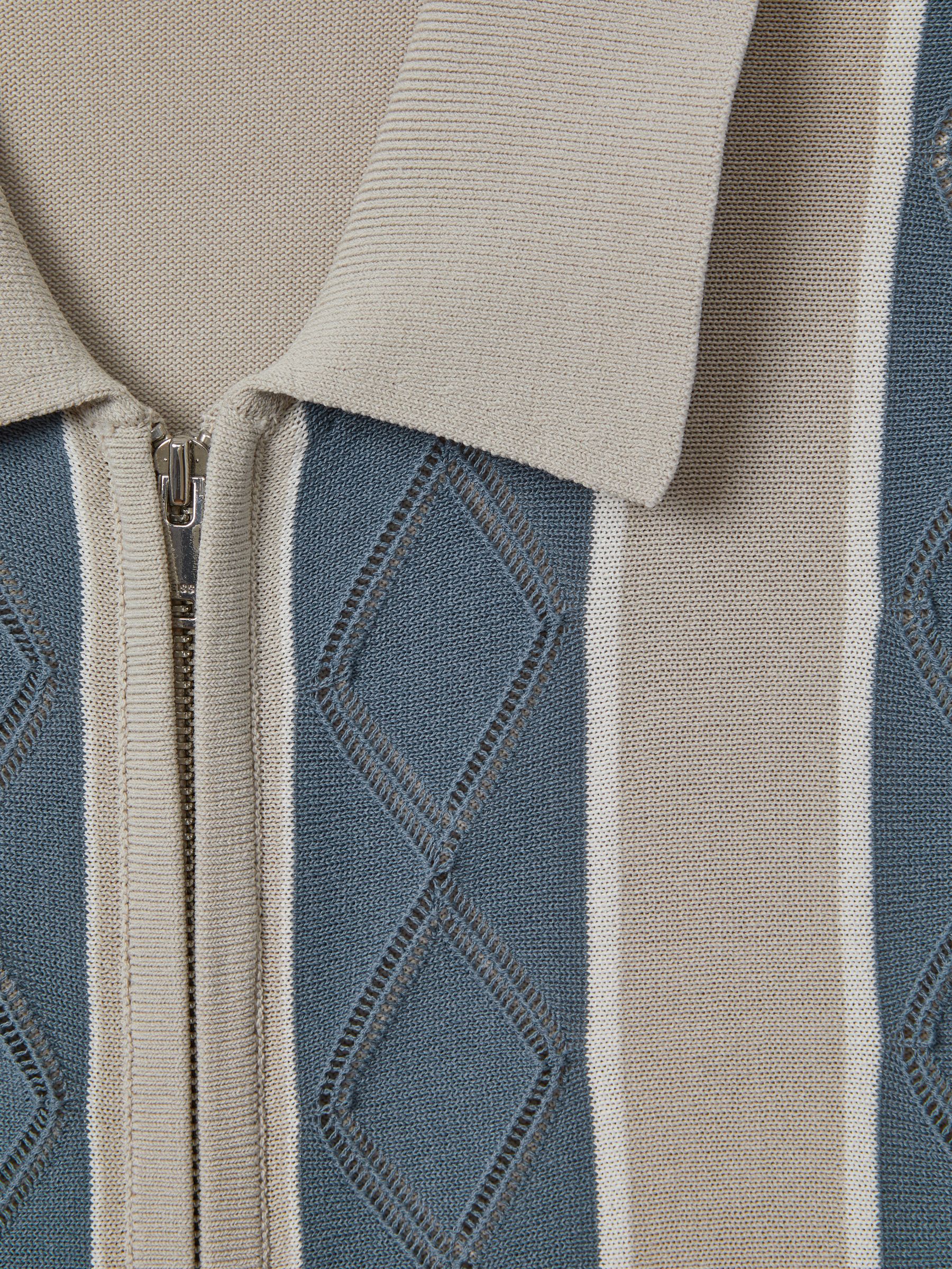 Colourblock Zip-Through T-Shirt in Stone Blue - Image 7 of 7