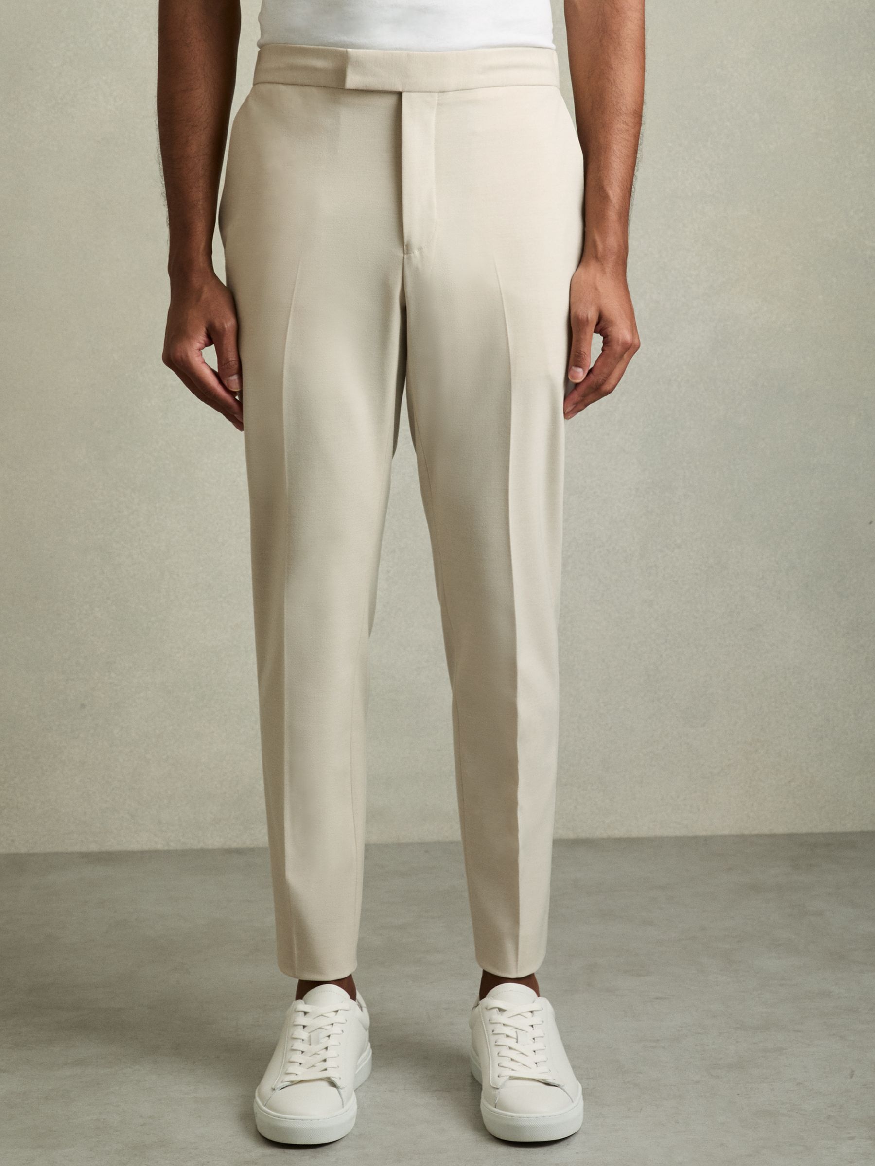 Slim-Fit Drawstring Trousers in Stone - Image 3 of 4