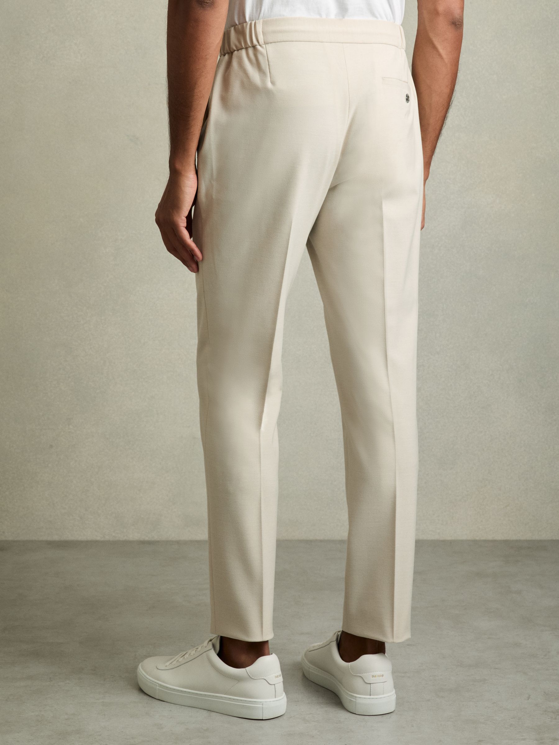 Slim-Fit Drawstring Trousers in Stone - Image 4 of 4