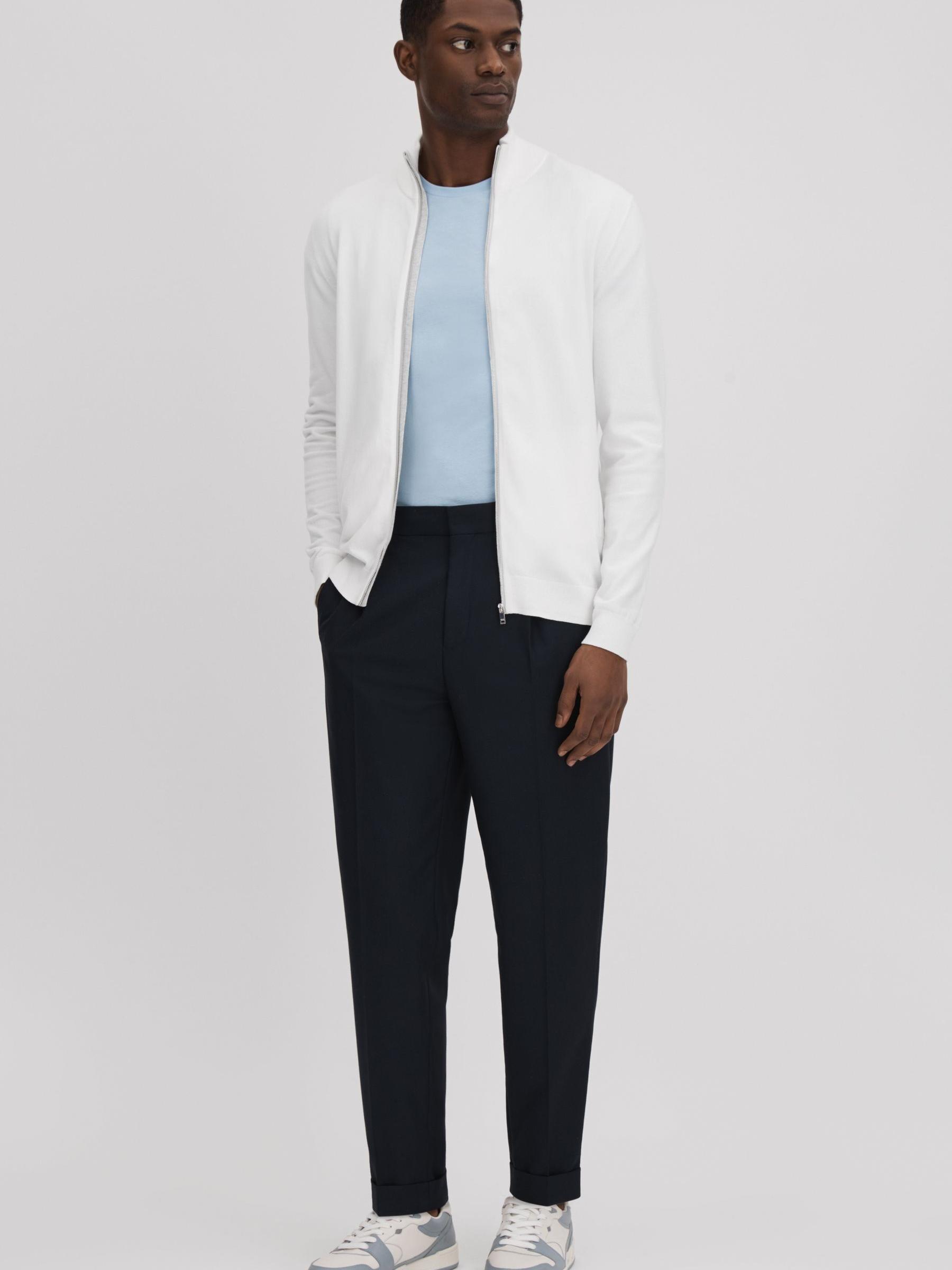 Zip-Through Funnel Neck Cardigan in White - Image 3 of 5