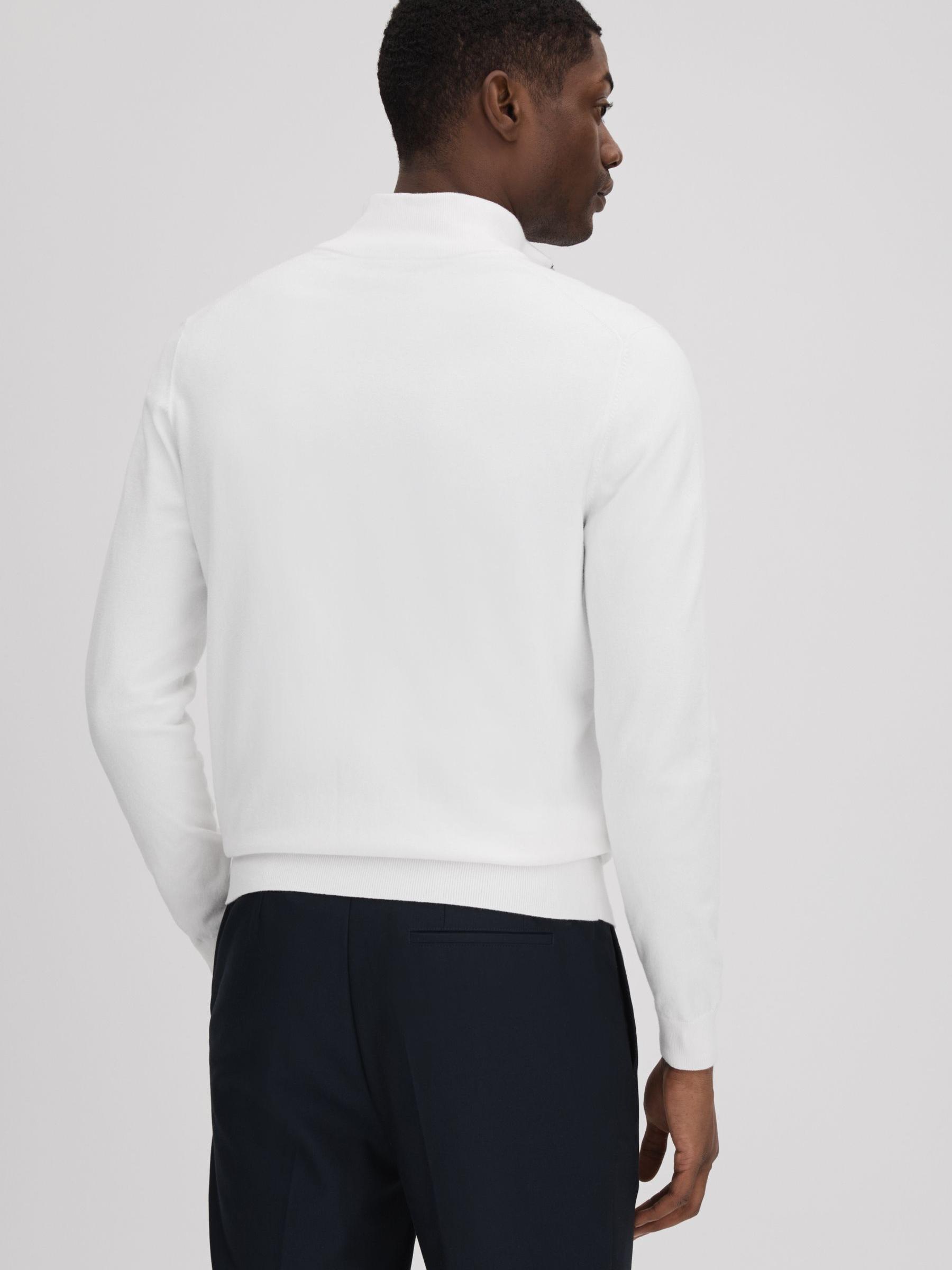Zip-Through Funnel Neck Cardigan in White - Image 5 of 5