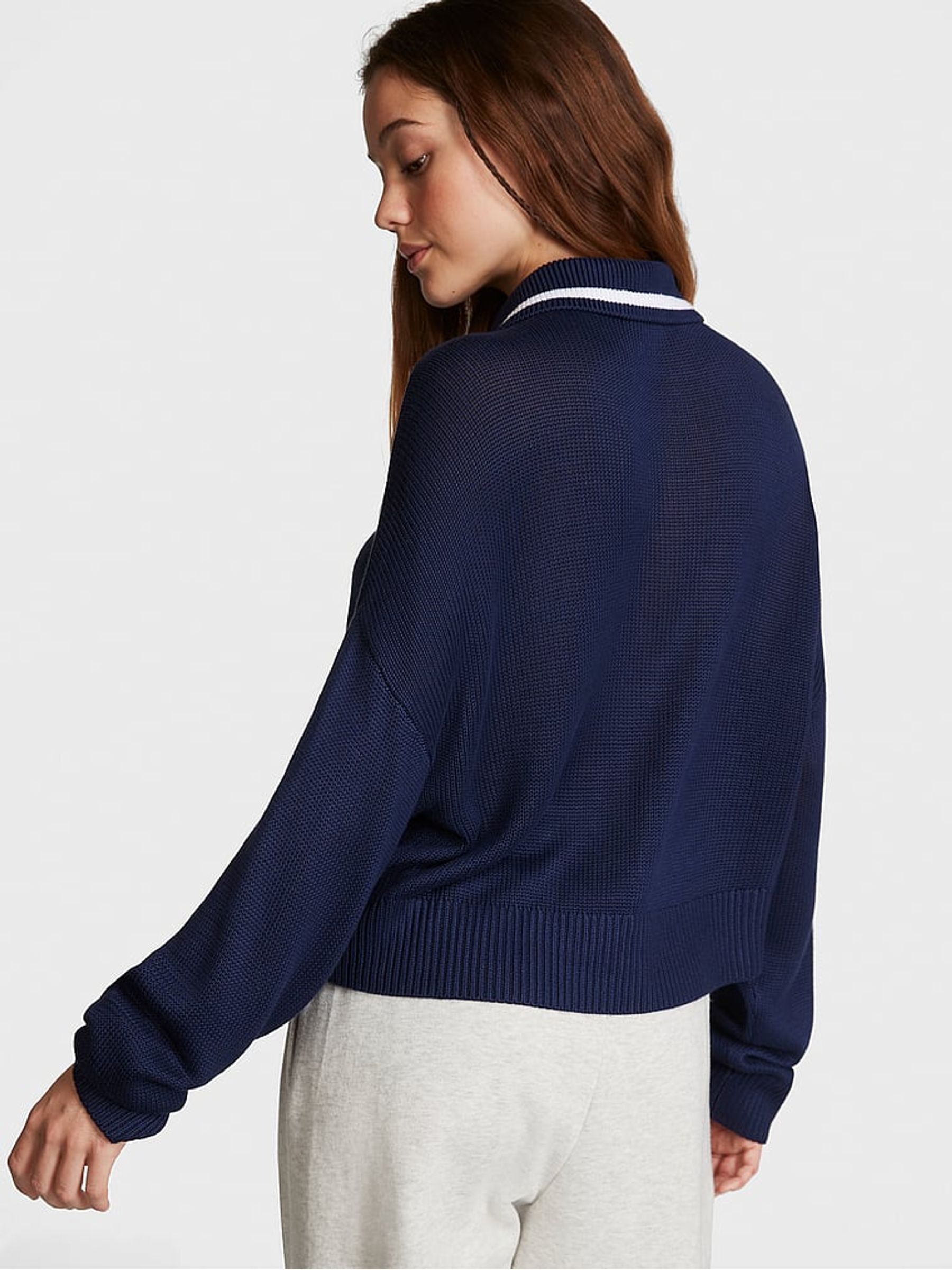 Midnight Navy Blue V-Neck Jumper - Image 2 of 4
