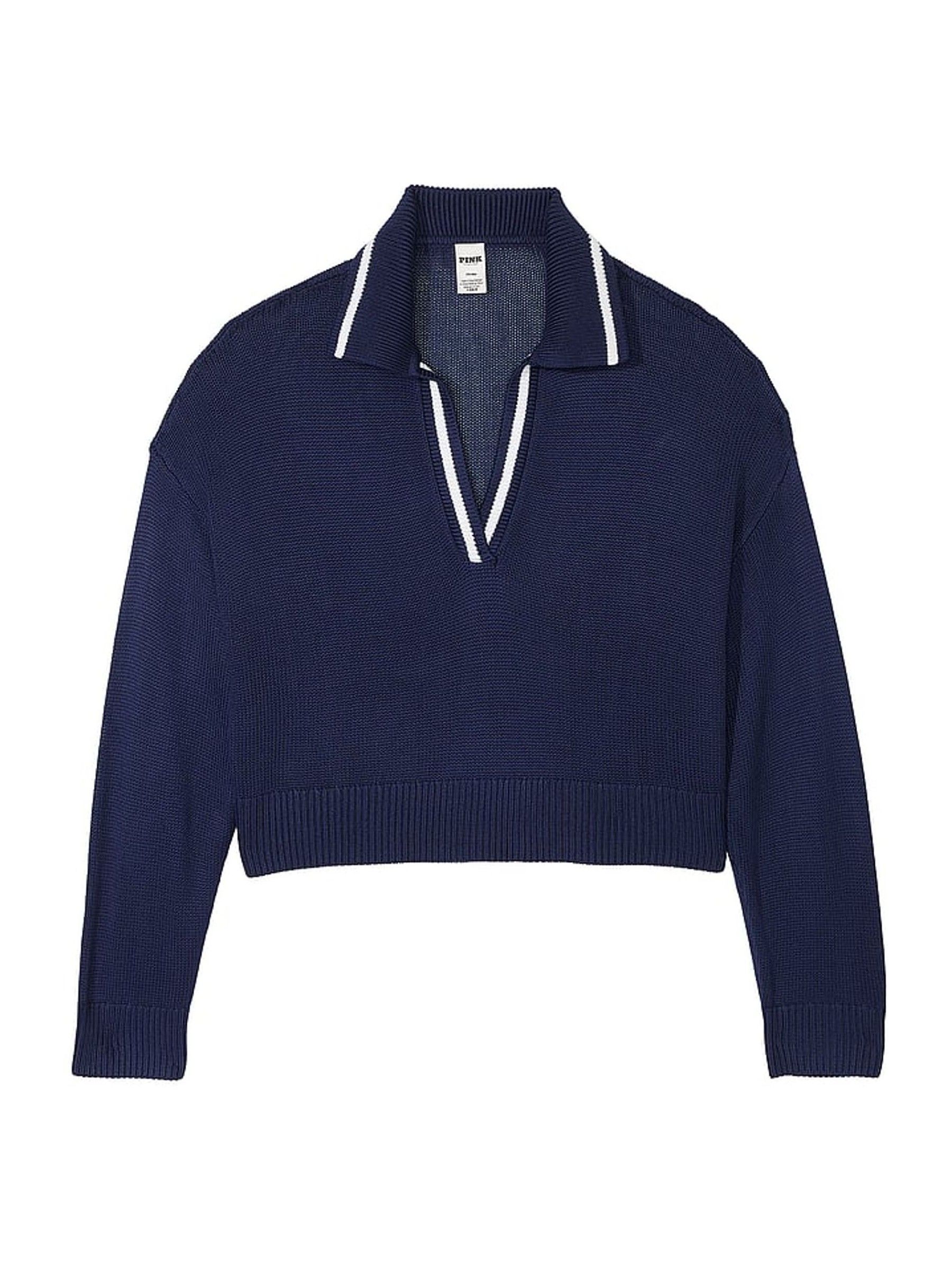 Midnight Navy Blue V-Neck Jumper - Image 4 of 4