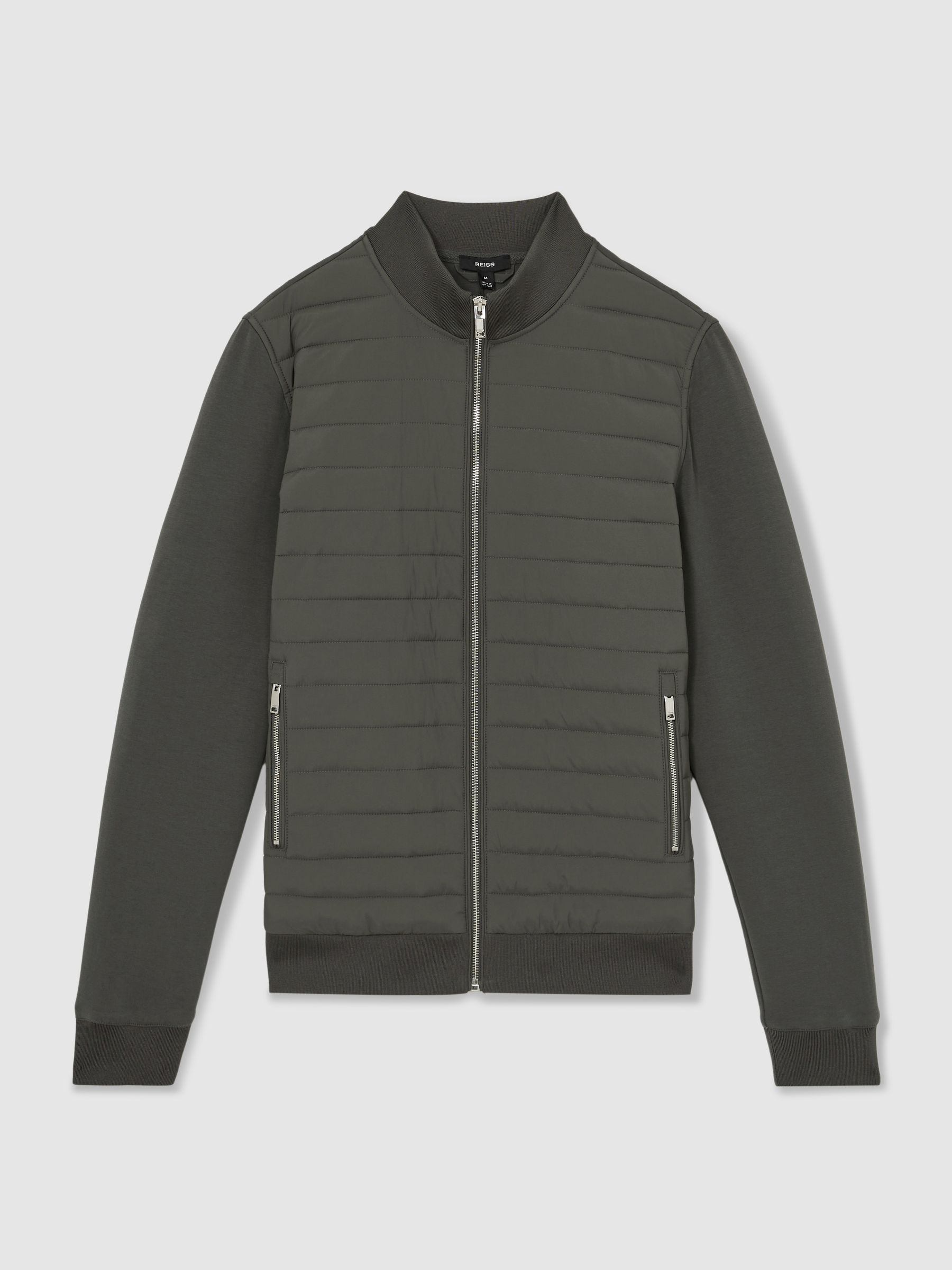 Hybrid Quilt and Interlock Zip Jacket in Sage - image 1