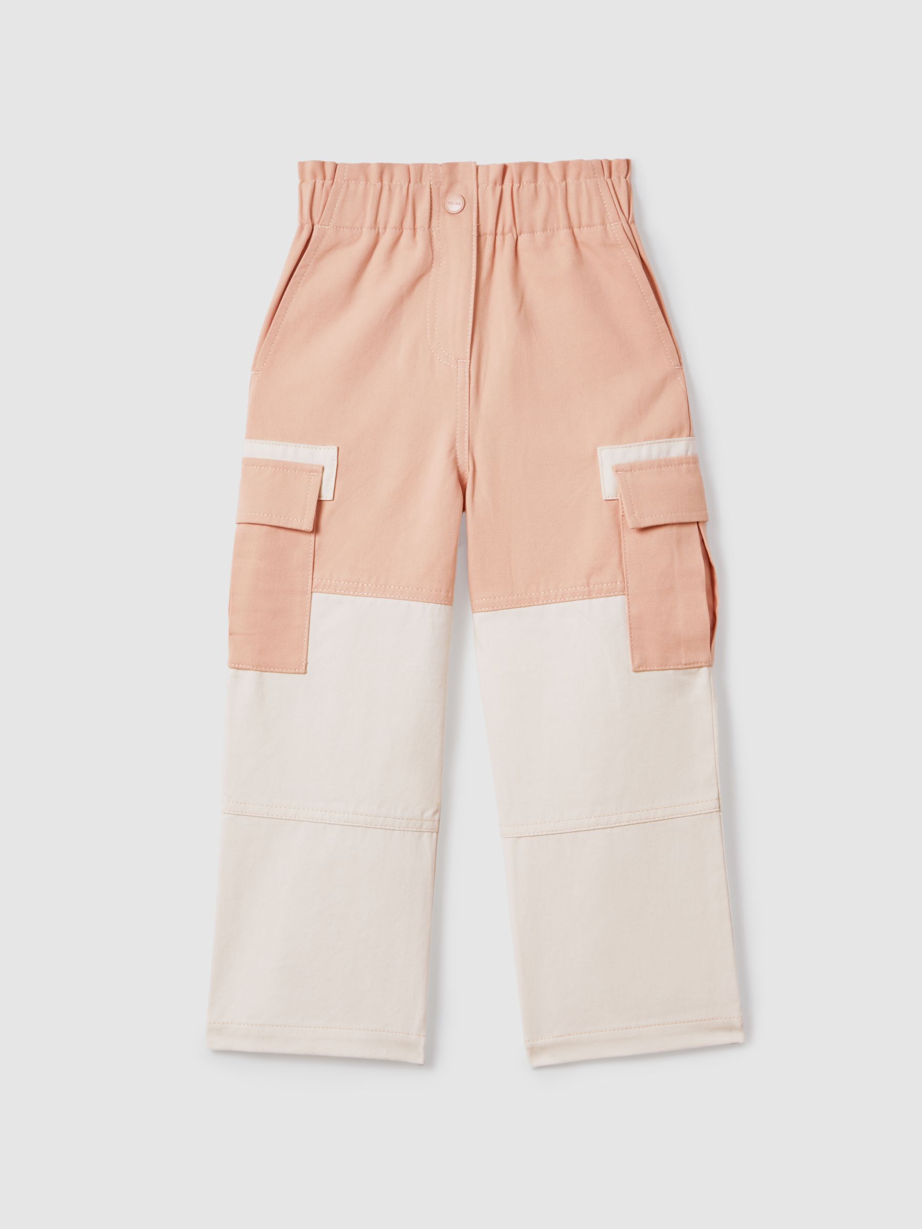9-13 yrs Colourblock Elasticated Cargo Jeans in Pink - Image 2 of 6