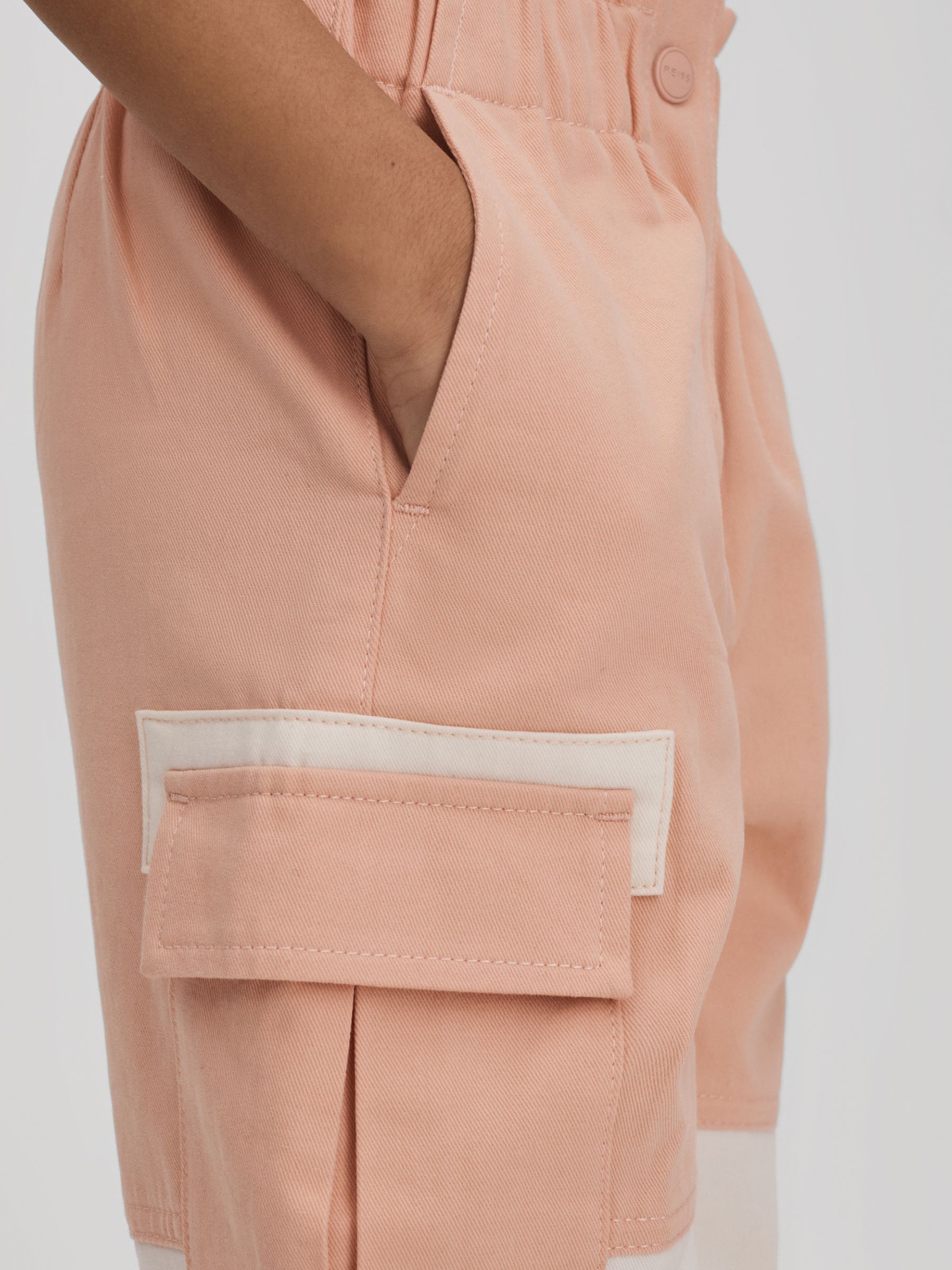 9-13 yrs Colourblock Elasticated Cargo Jeans in Pink - Image 4 of 6