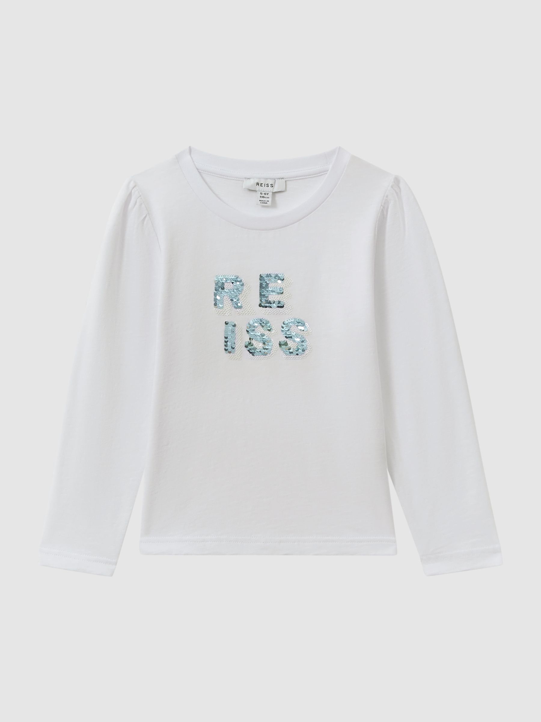 9-13 yrs Cotton Sequin Motif Top in White - Image 2 of 6