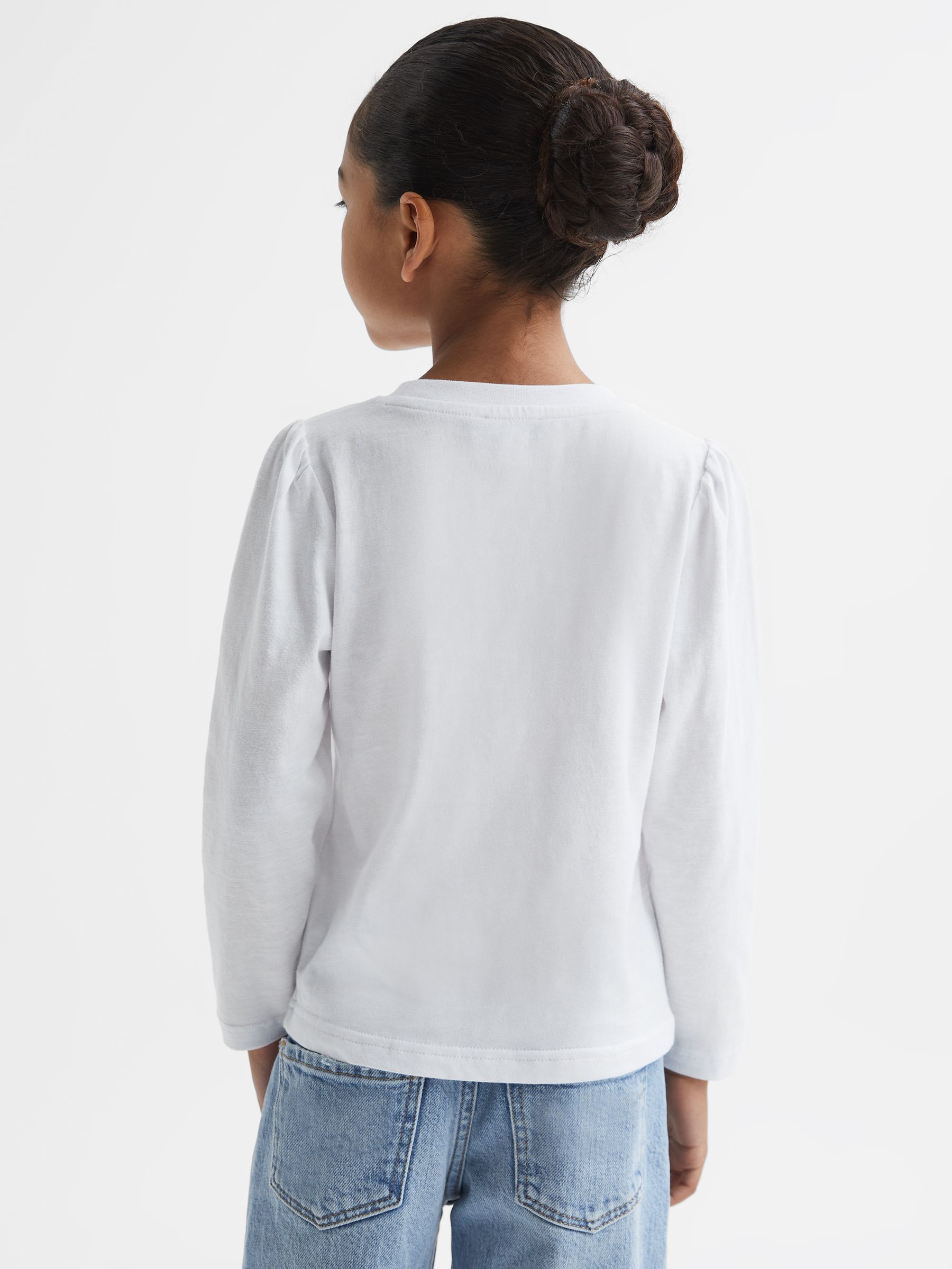 9-13 yrs Cotton Sequin Motif Top in White - Image 5 of 6