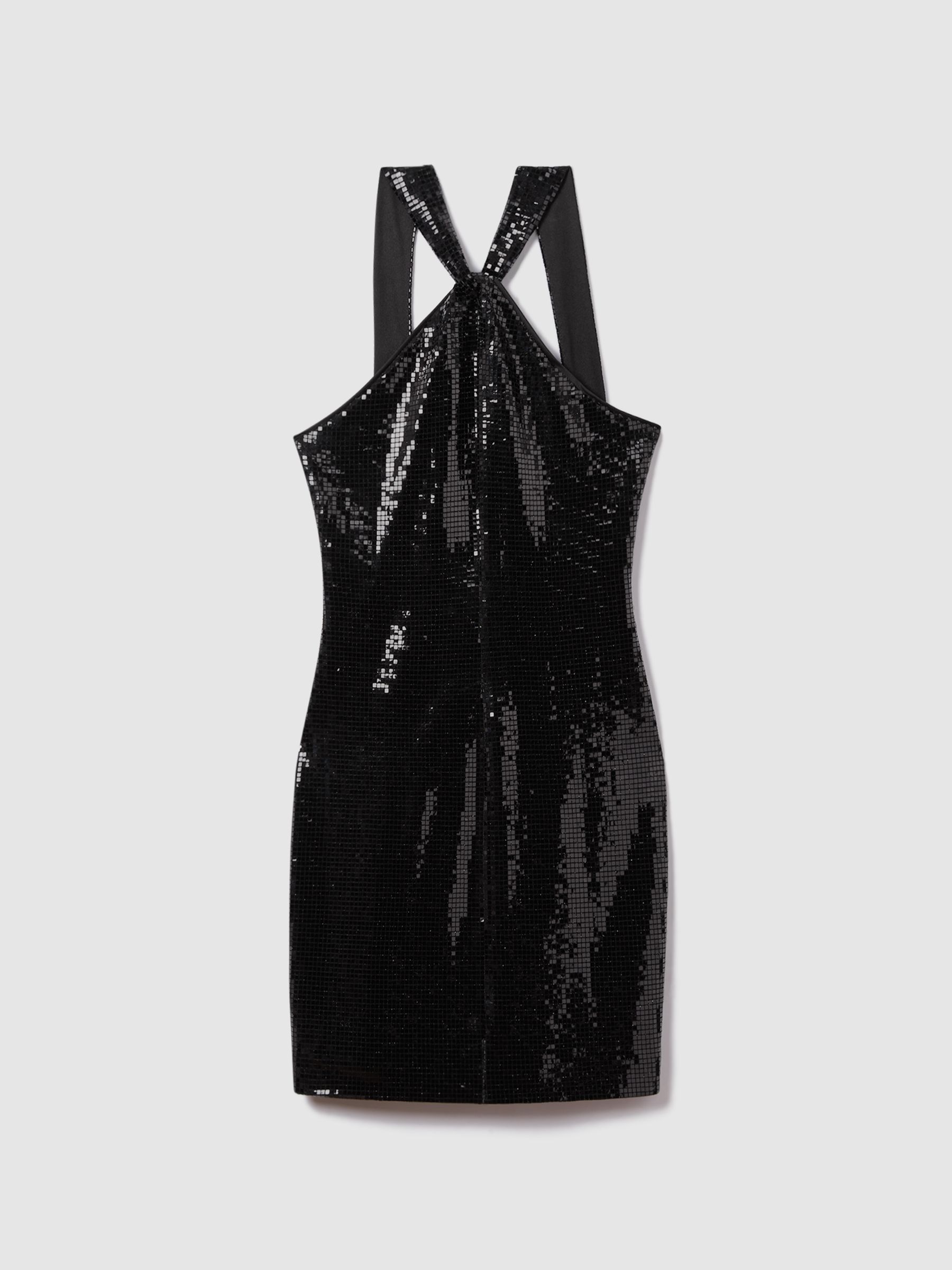 Halston Embellished Halterneck Mini Dress in Black - Image 2 of 6