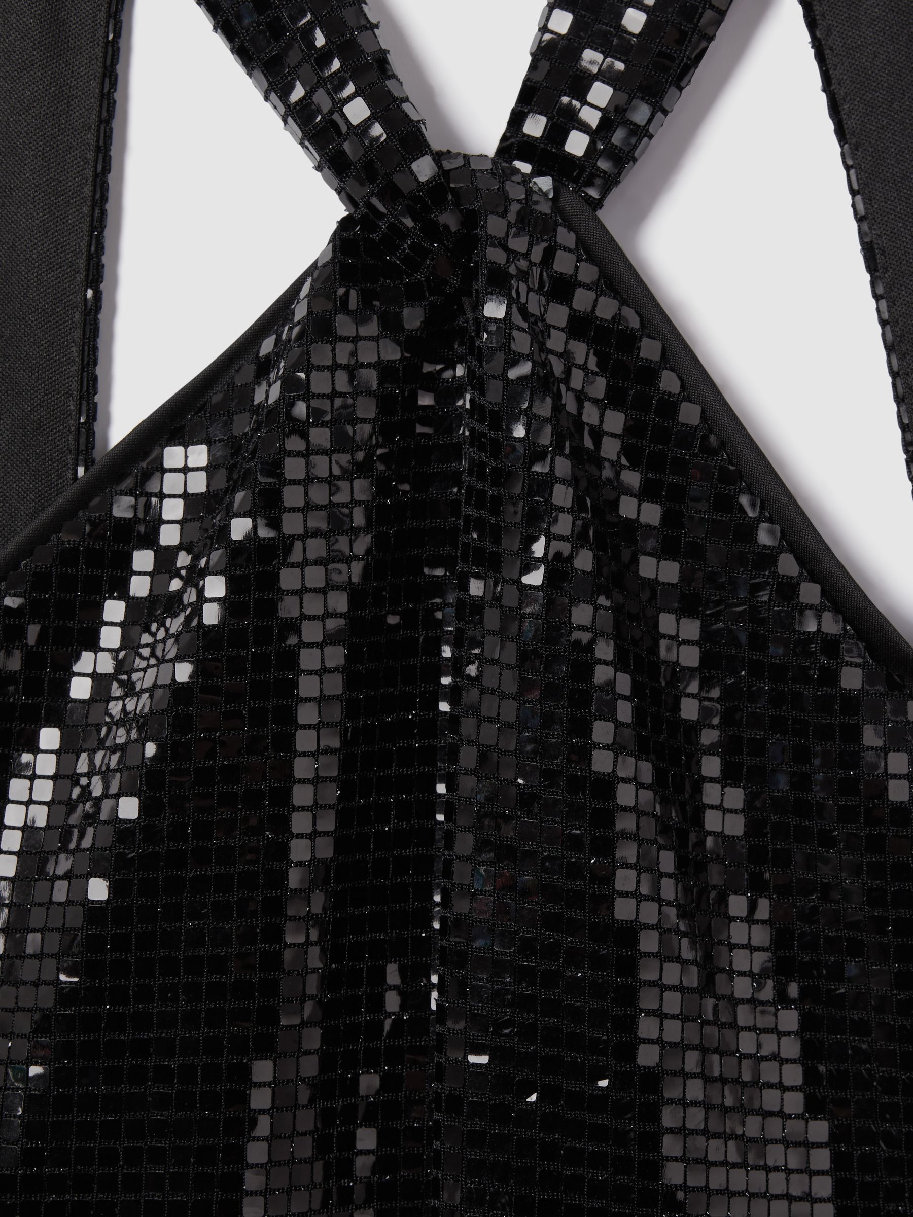Halston Embellished Halterneck Mini Dress in Black - Image 6 of 6
