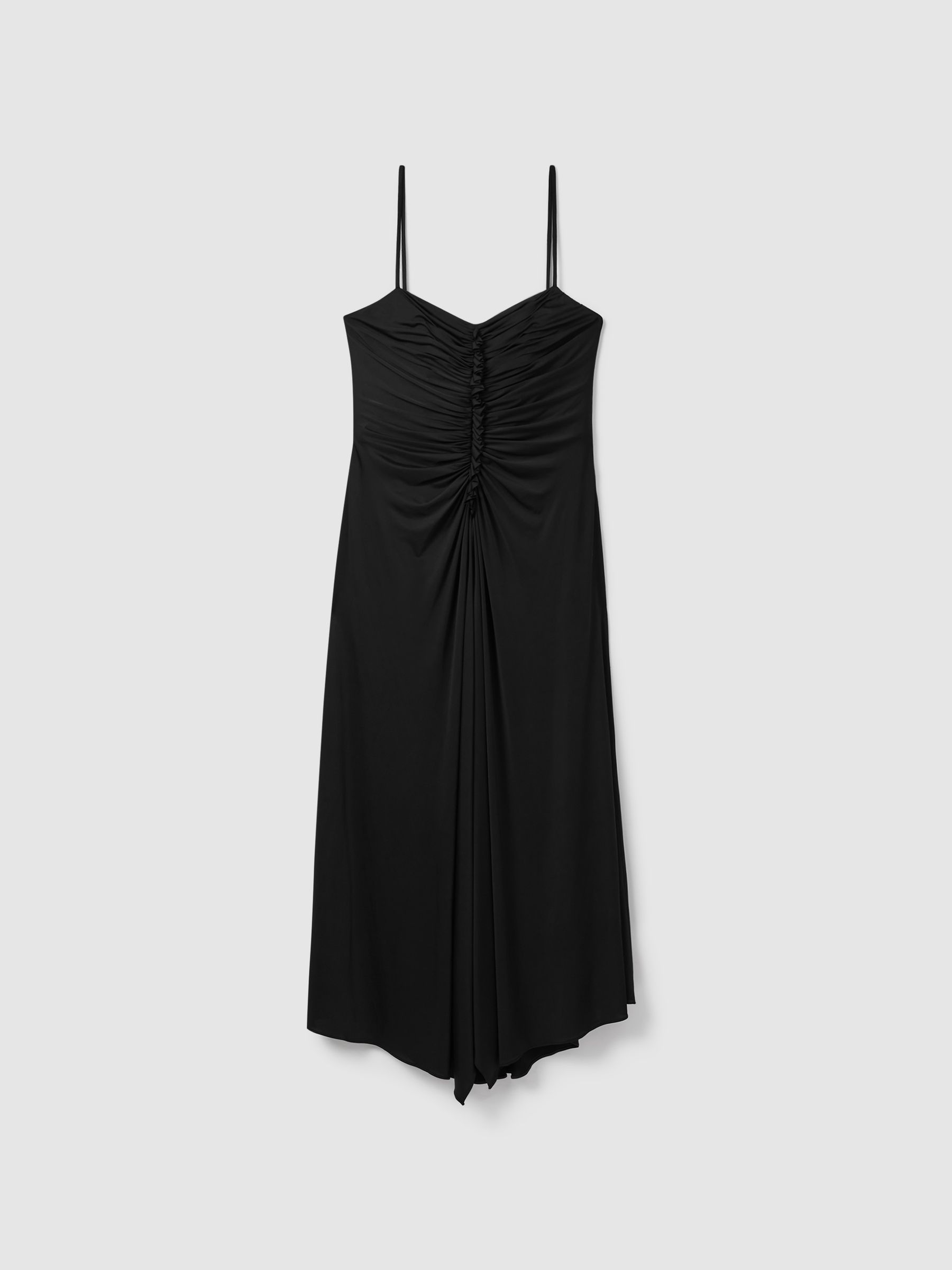 Halston Ruched Jersey Midi Dress in Black - Image 2 of 6