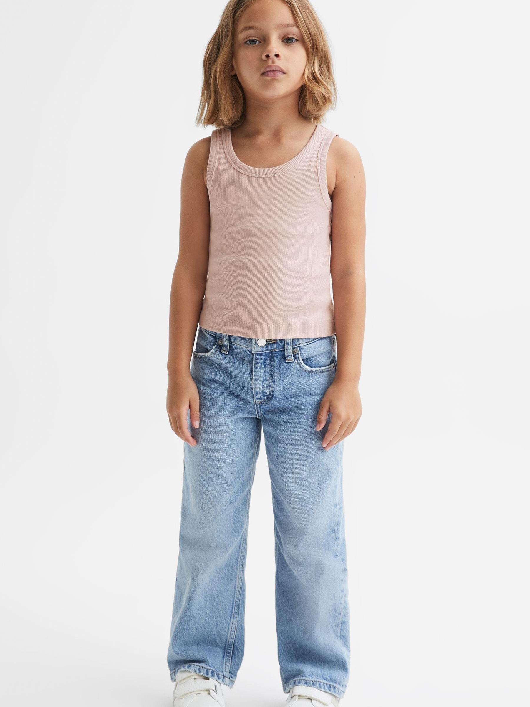Teen Cotton Blend Ribbed Vest in Pale Pink - Image 1 of 1