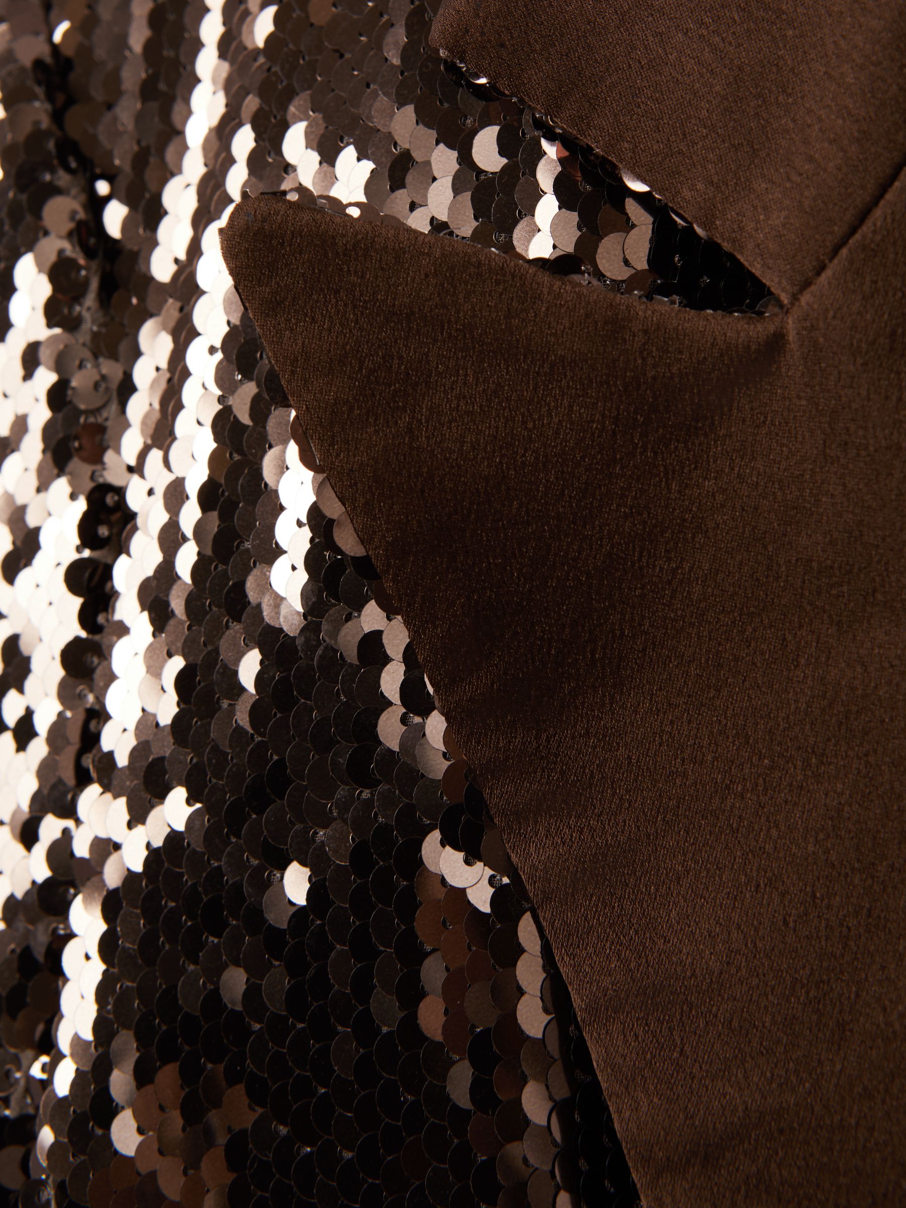 Halston Tailored Sequin Single Breasted Blazer in Java - Image 7 of 7