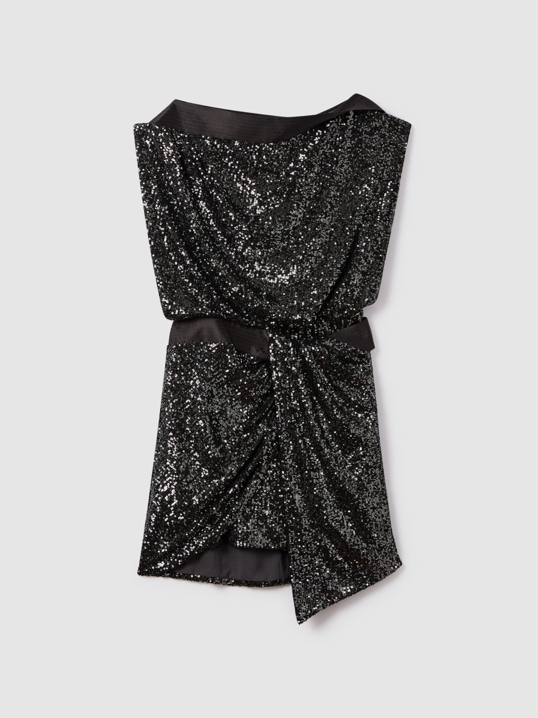 Halston Sequin Mini Dress in Ash - Image 2 of 6