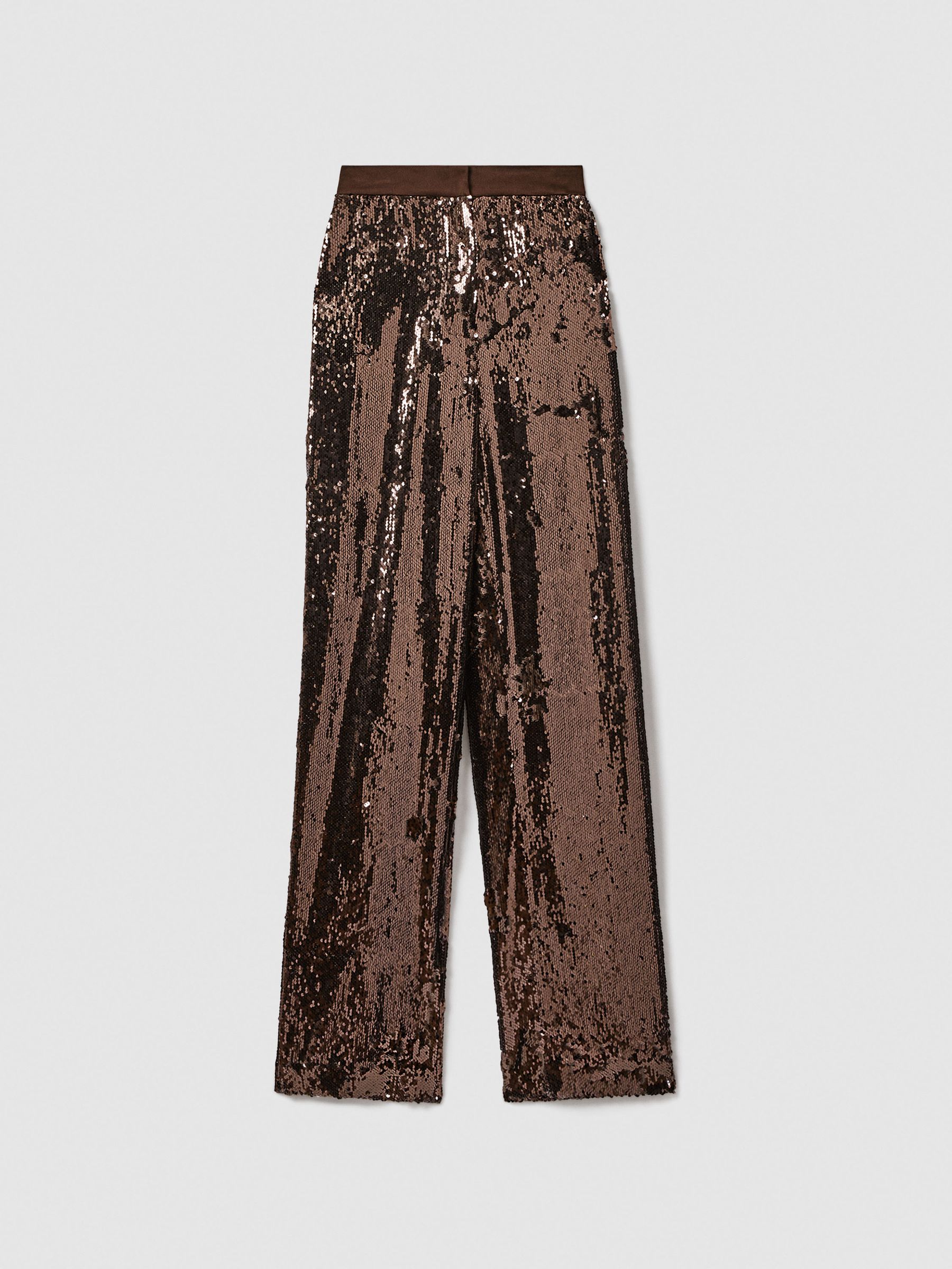 Halston Sequin Wide Leg Trousers in Java - Image 2 of 6
