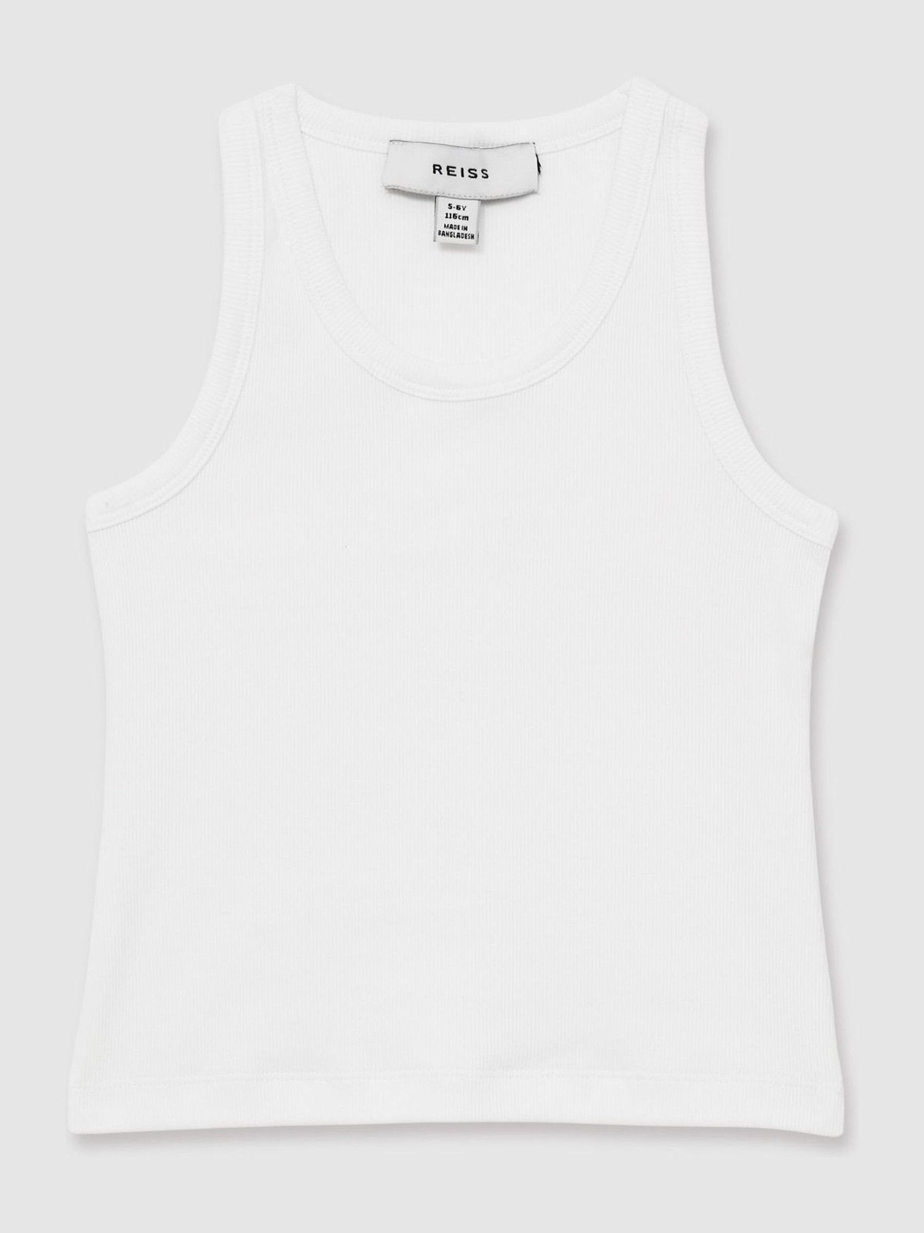 4-9 yrs Cotton Blend Ribbed Vest in White - Image 2 of 6 4-9 yrs Cotton Blend Ribbed Vest in White - Image 2 of 6