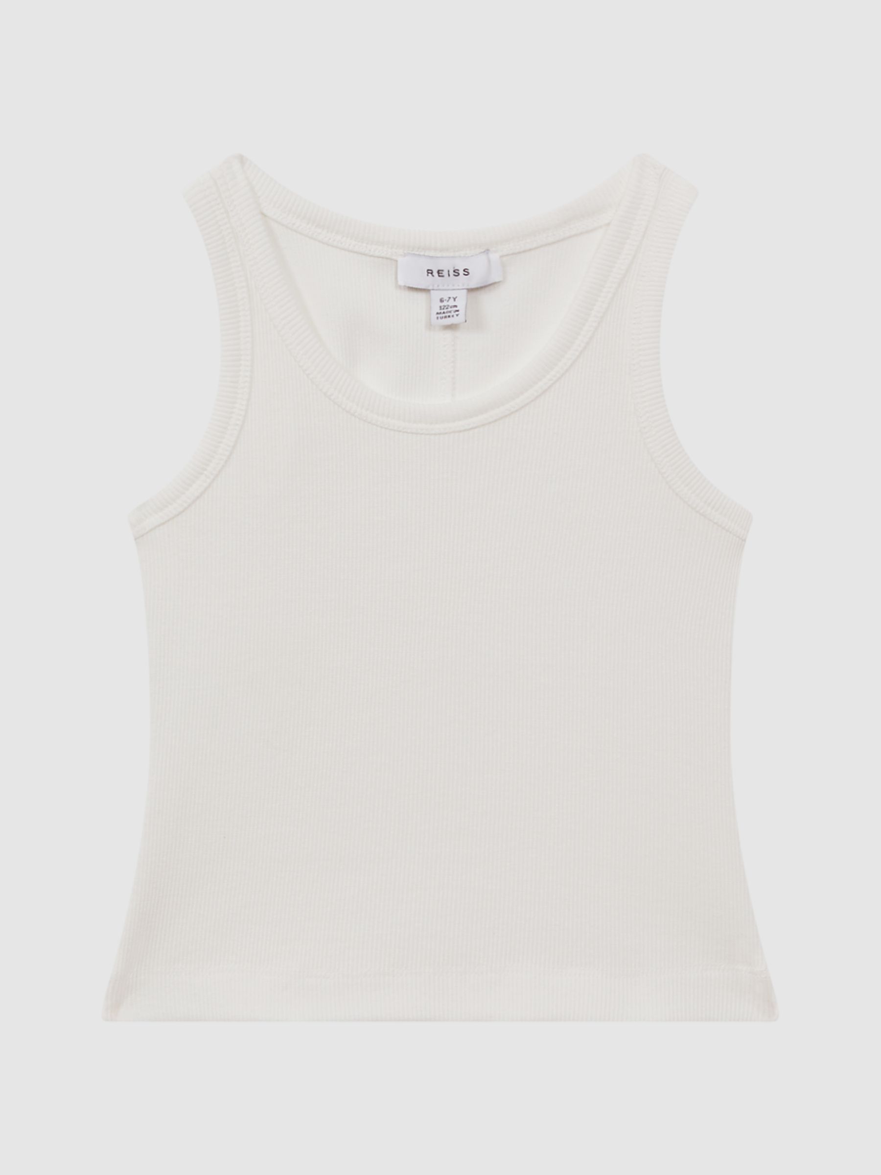 9-13 yrs Cotton Blend Ribbed Vest in White - Image 2 of 6