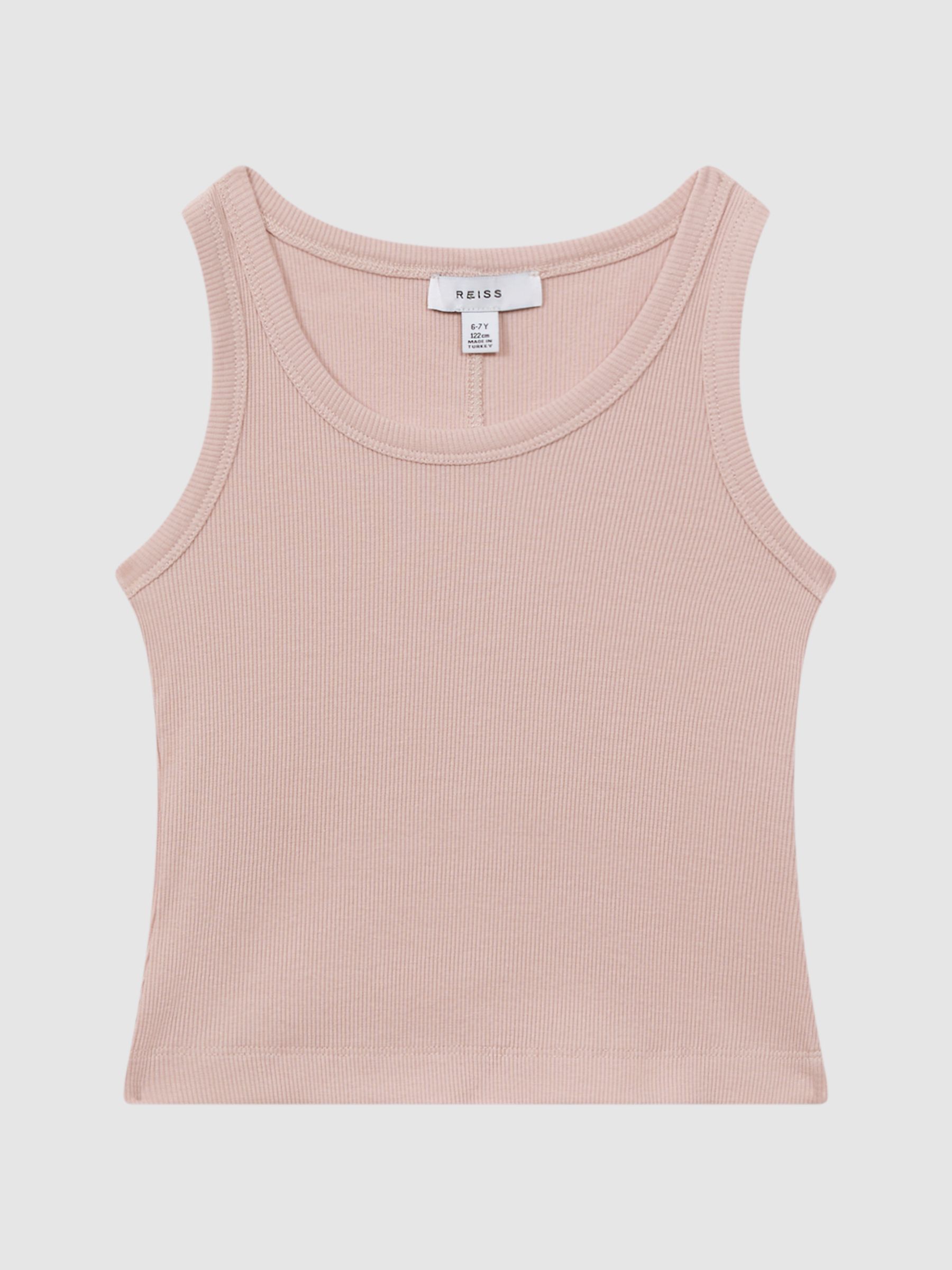 9-13 yrs Cotton Blend Ribbed Vest in Pale Pink - Image 2 of 6