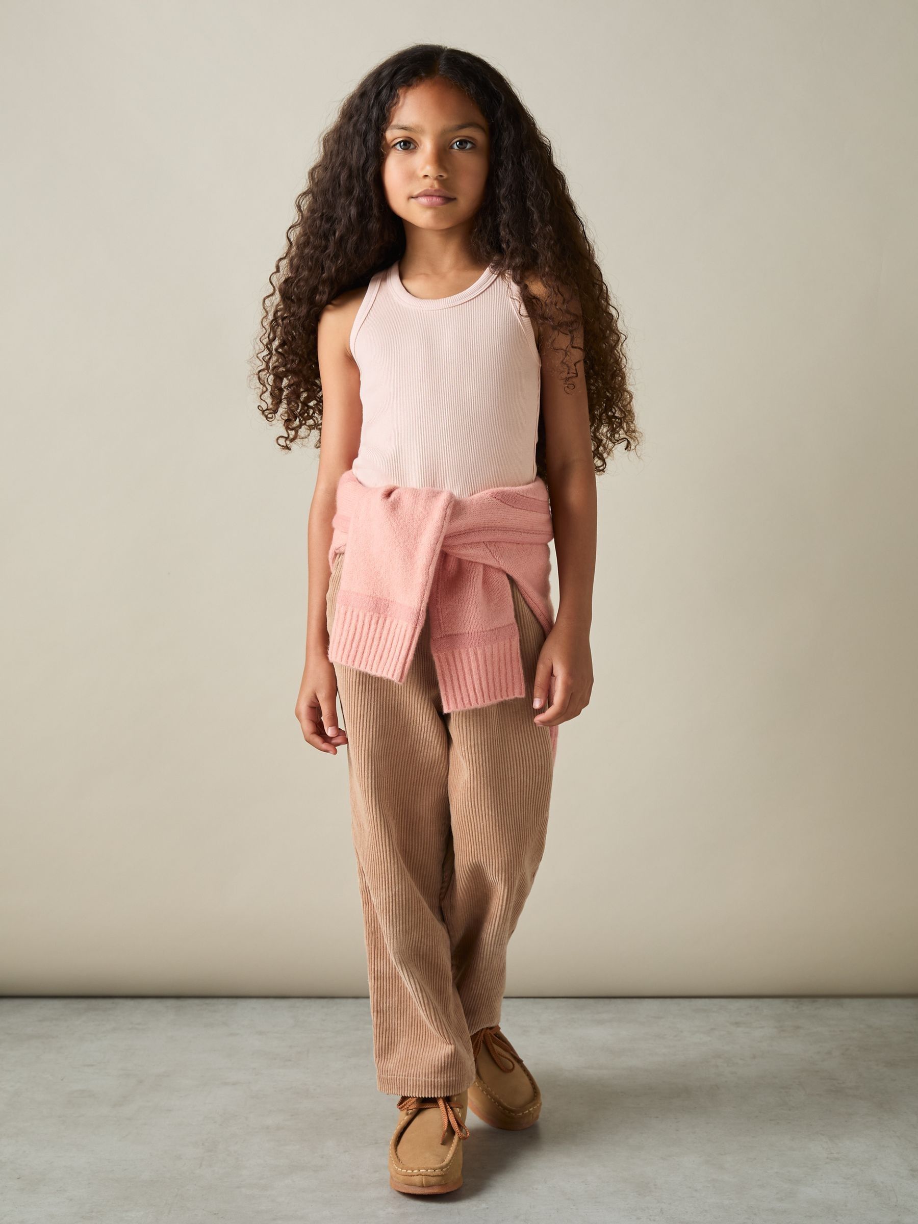 4-9 yrs Cotton Blend Ribbed Vest in Pale Pink - Image 1 of 6