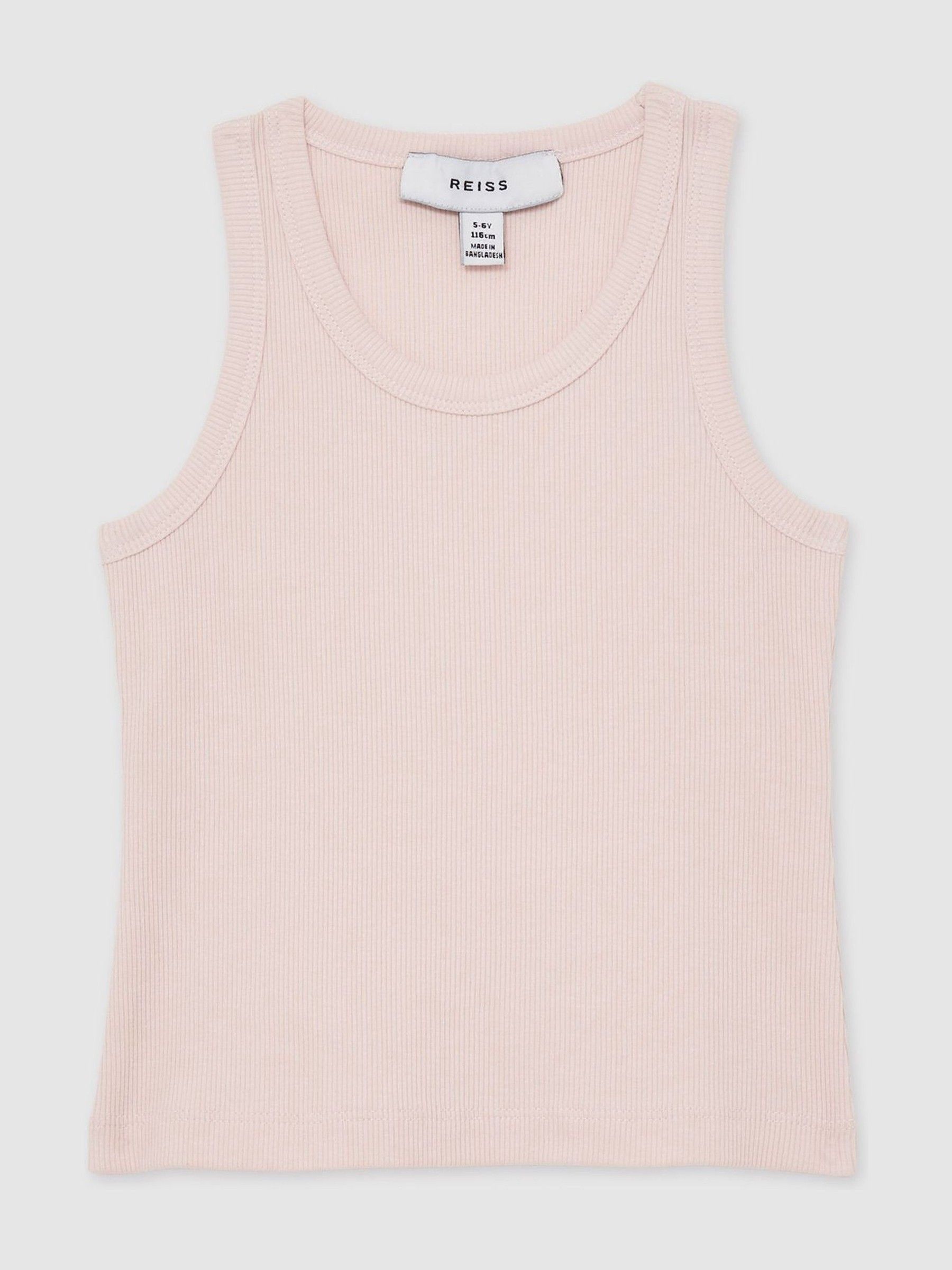 4-9 yrs Cotton Blend Ribbed Vest in Pale Pink - Image 2 of 6