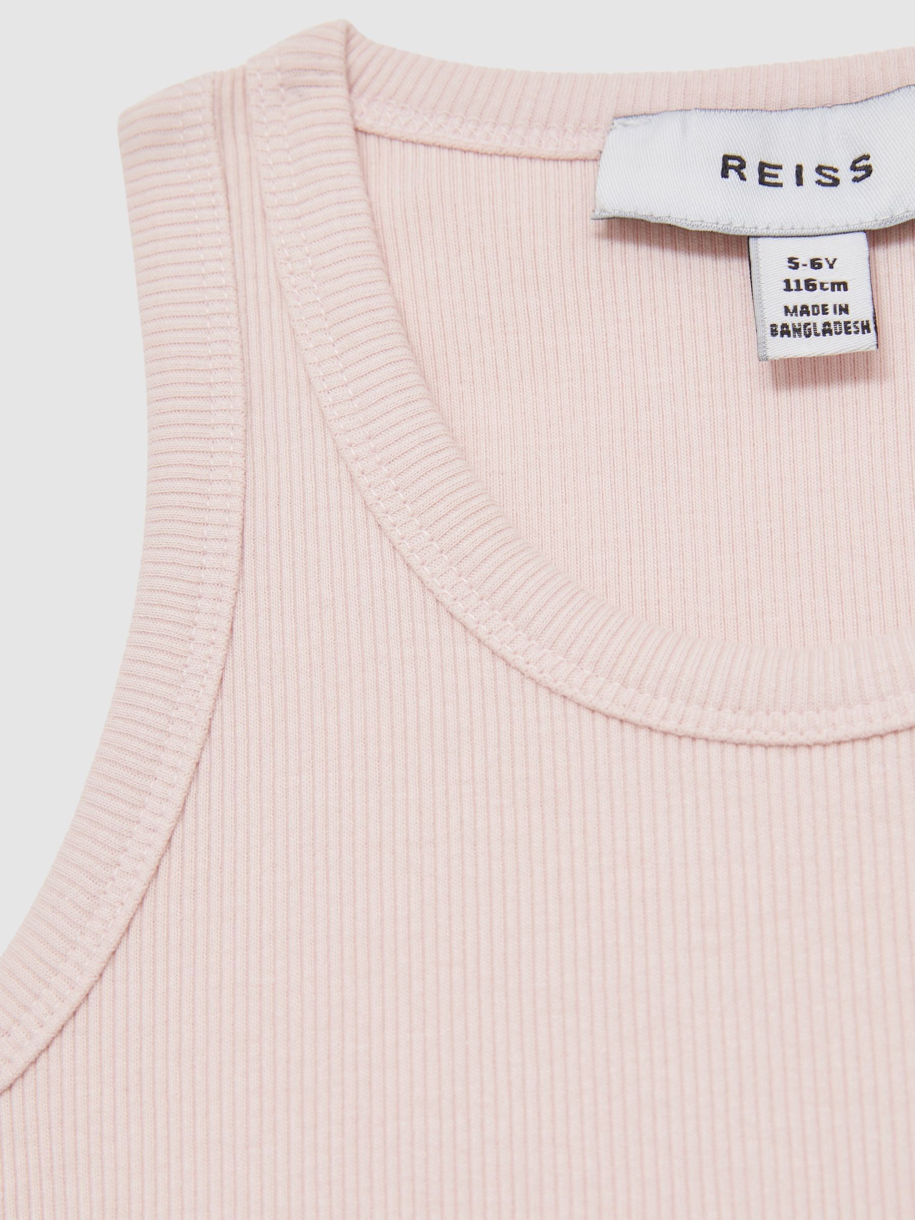 4-9 yrs Cotton Blend Ribbed Vest in Pale Pink - Image 4 of 6