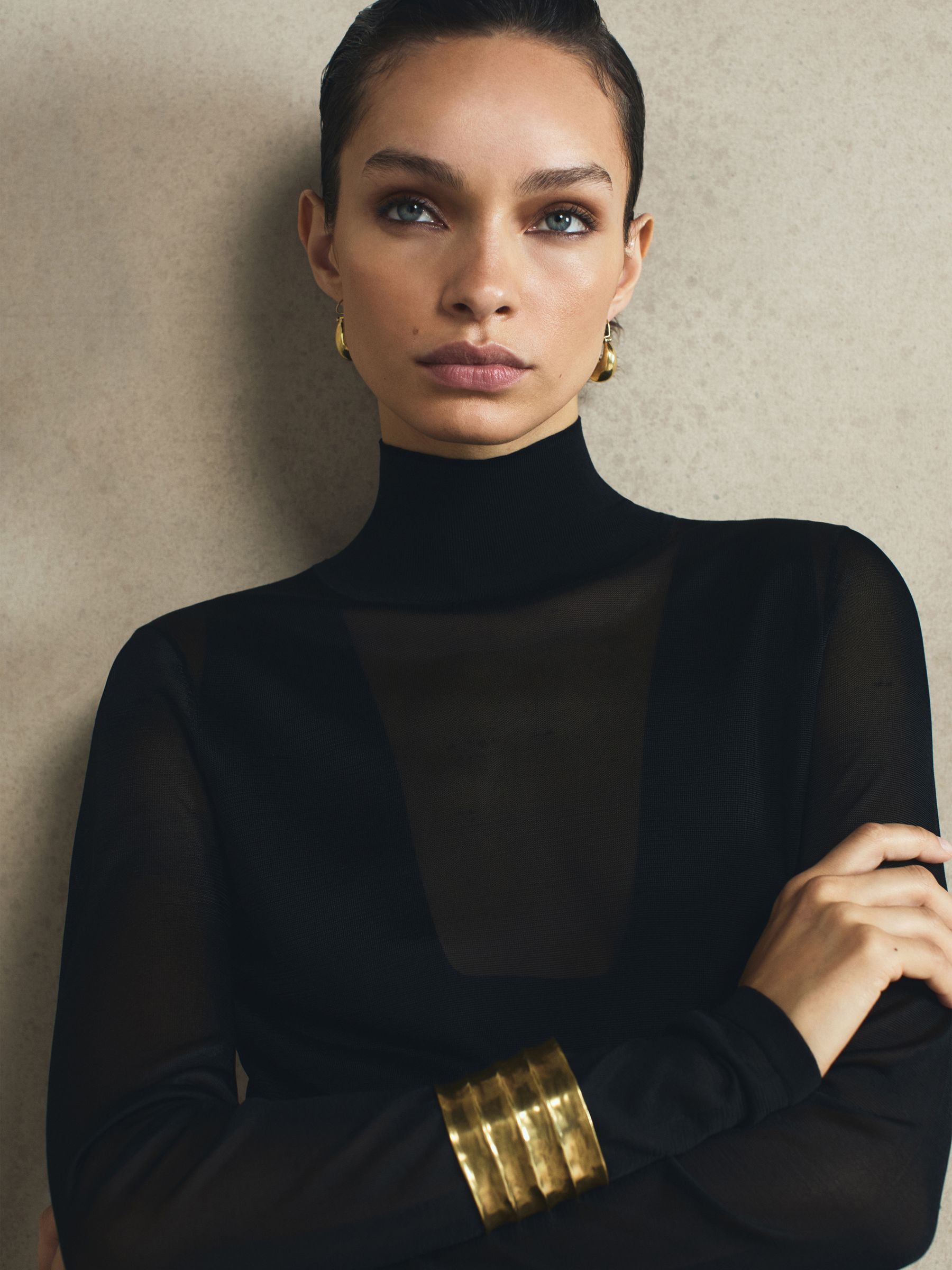 Sheer Knitted Maxi Dress in Black - Image 5 of 5