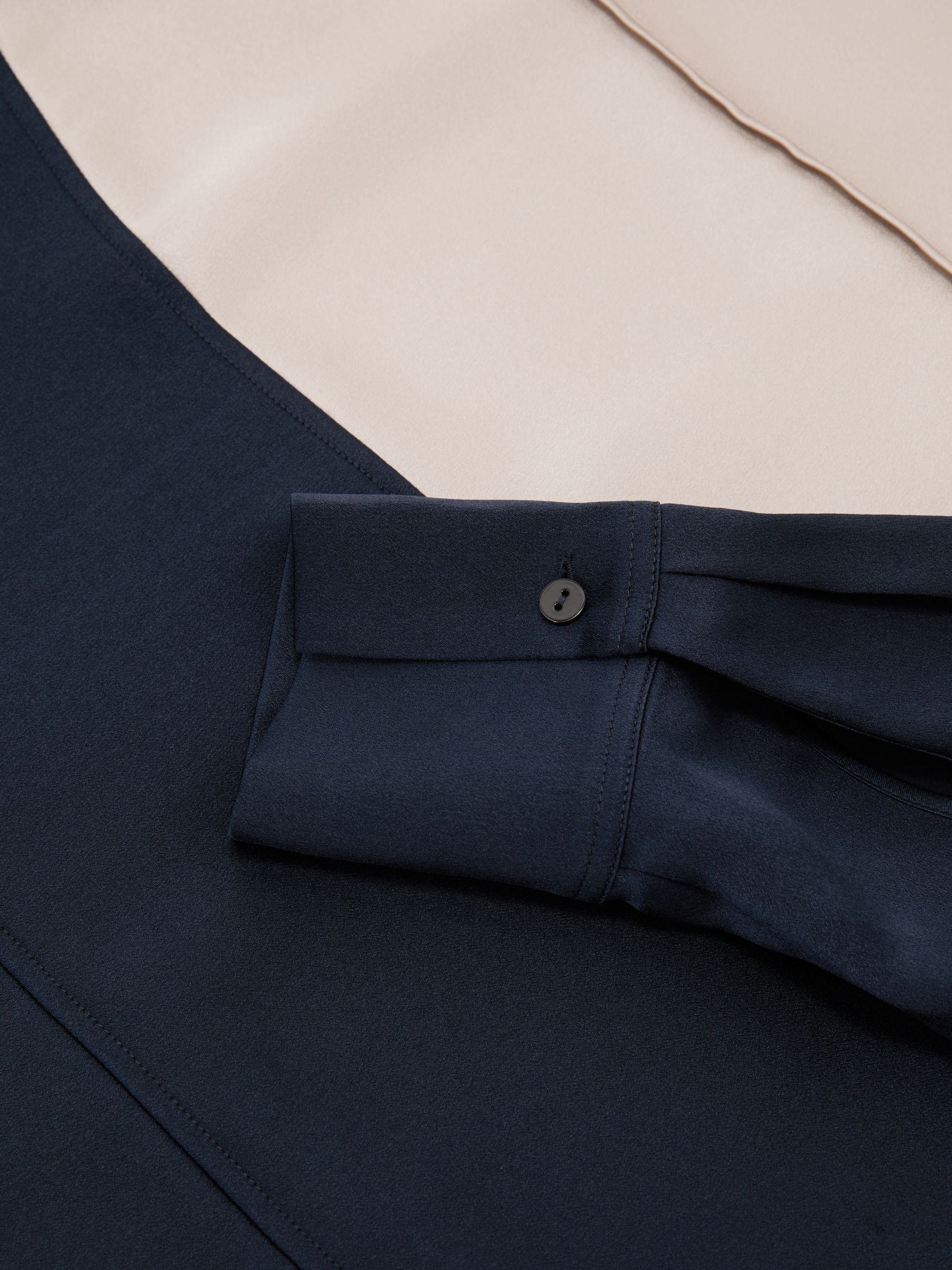 Atelier Silk Colour-Block High-Neck Blouse in Grey/Navy - Image 7 of 7