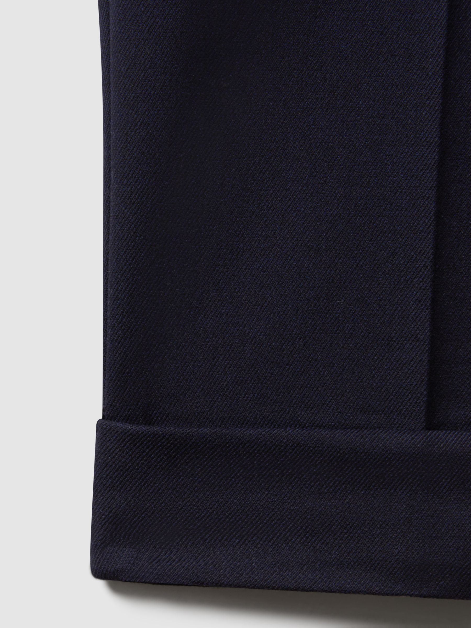 Relaxed Drawstring Trousers with Turn-Ups in Navy - Image 6 of 7