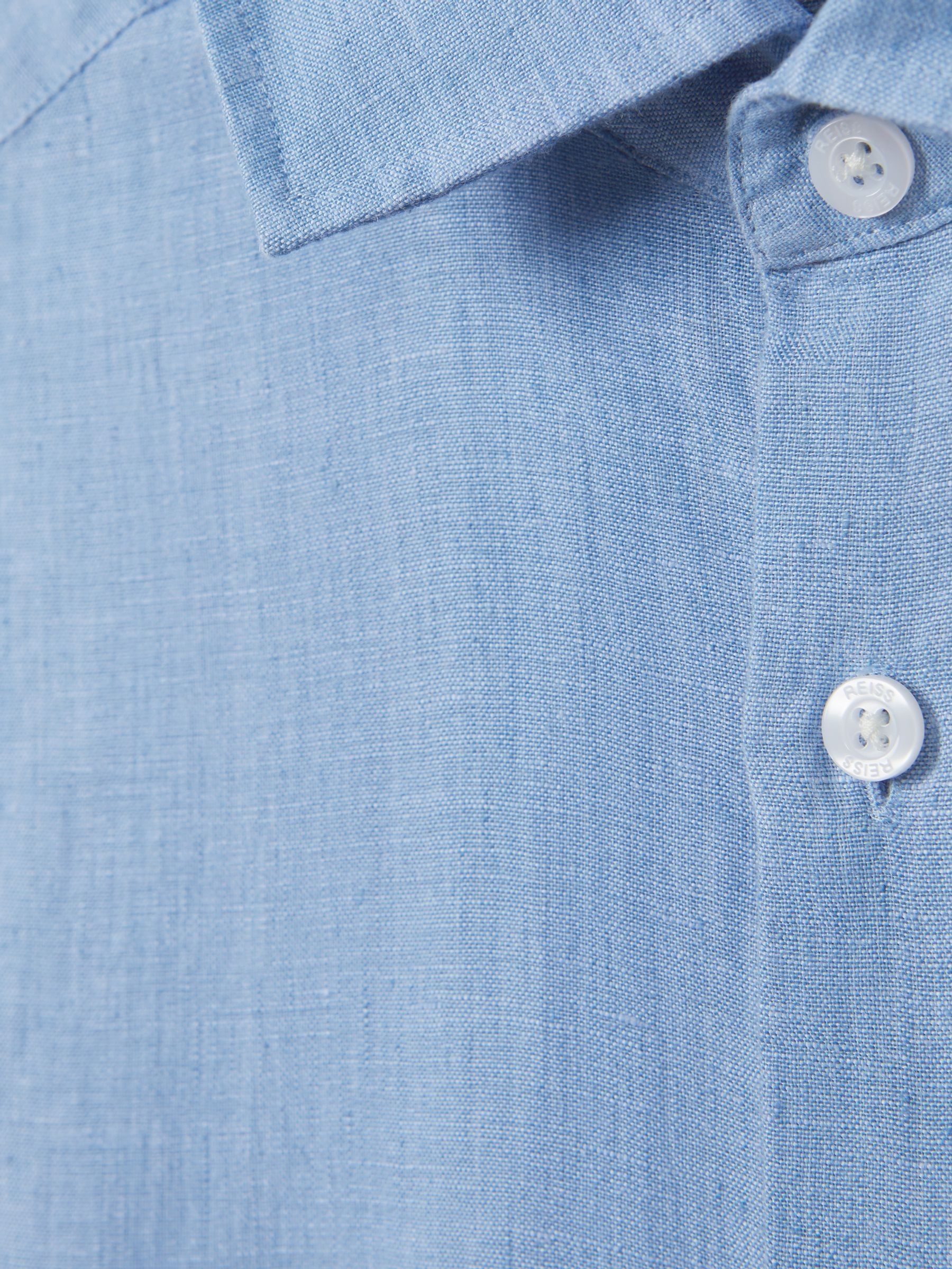 Slim Fit Linen Shirt in Sky Blue - Image 5 of 5