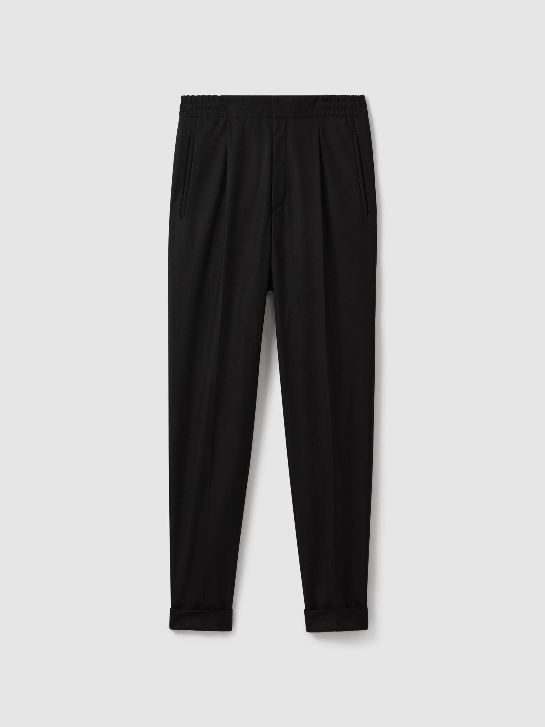 Relaxed Drawstring Trousers with Turn-Ups in Black - Image 2 of 6