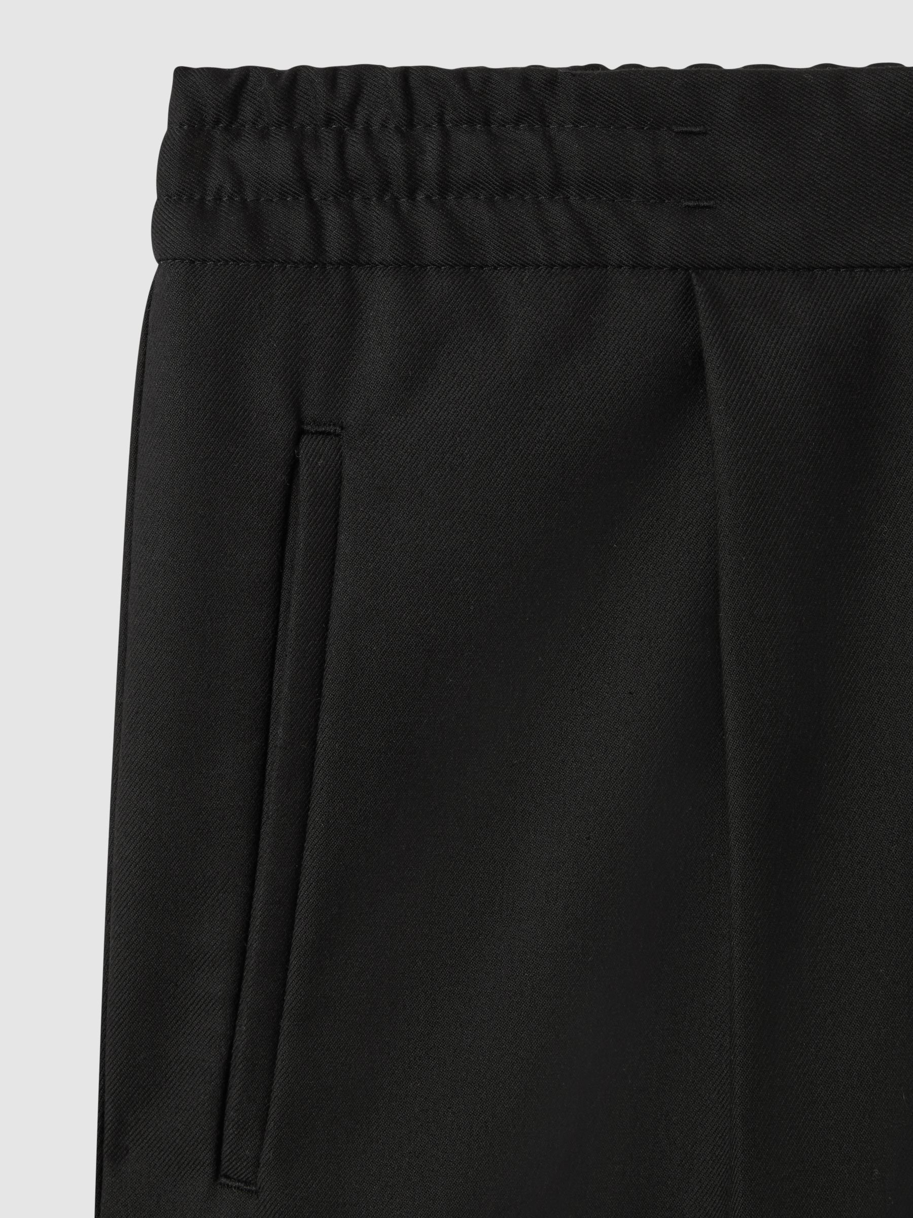 Relaxed Drawstring Trousers with Turn-Ups in Black - Image 5 of 6