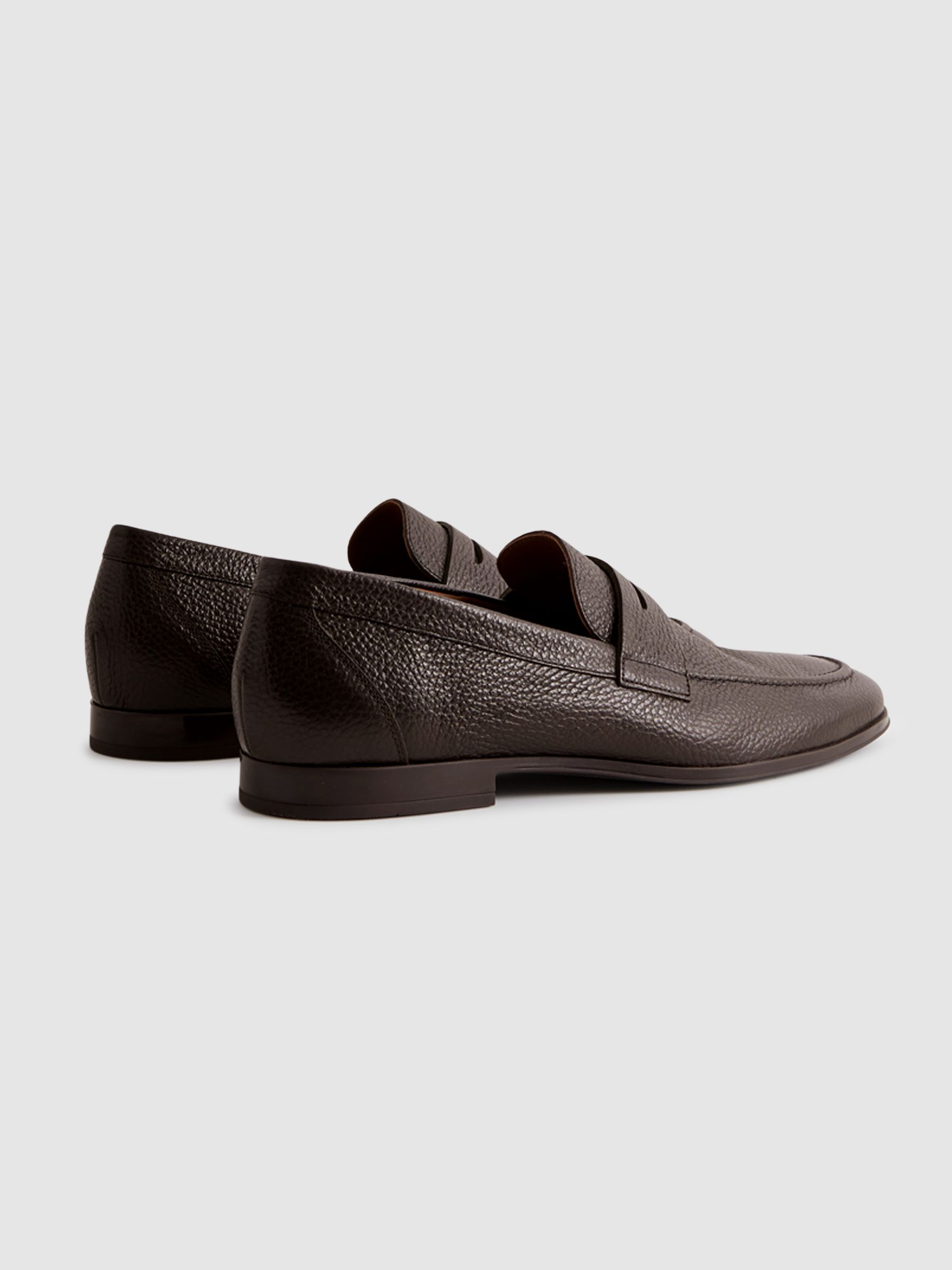 Grained Leather Slip-On Loafers in Dark Brown - Image 4 of 5